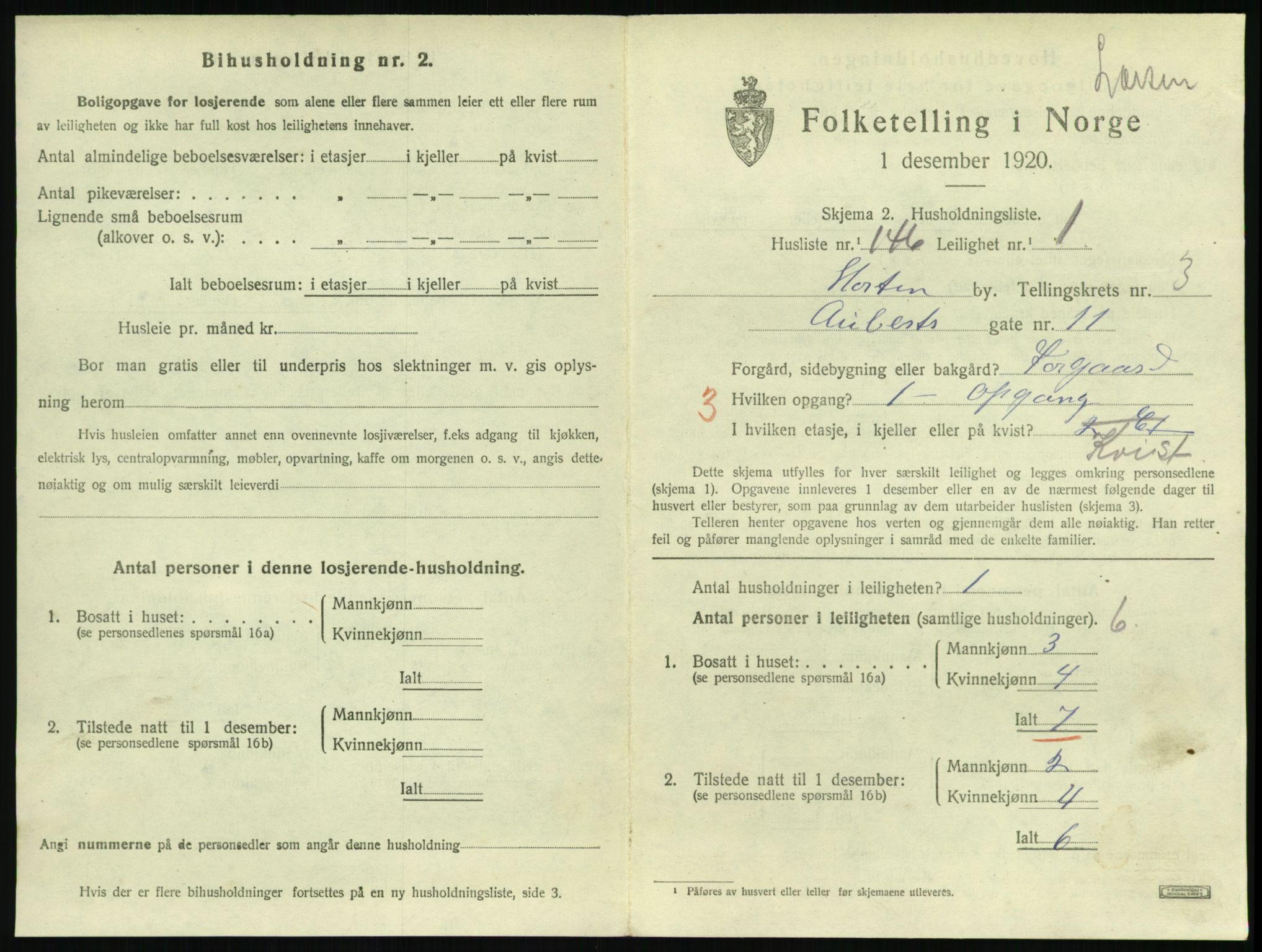 SAKO, 1920 census for Horten, 1920, p. 4609