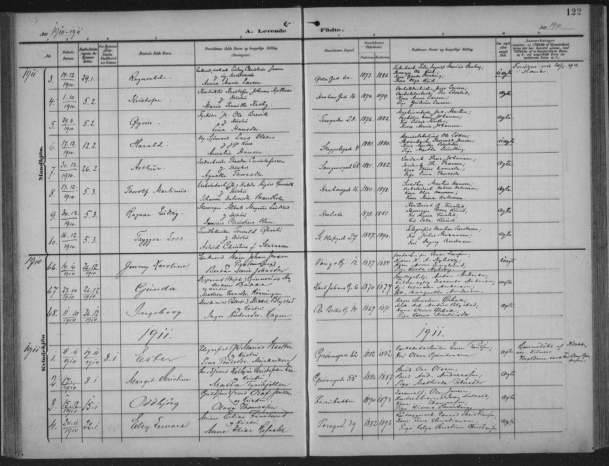 Hamar prestekontor, AV/SAH-DOMPH-002/H/Ha/Haa/L0001: Parish register (official) no. 1, 1900-1914, p. 122