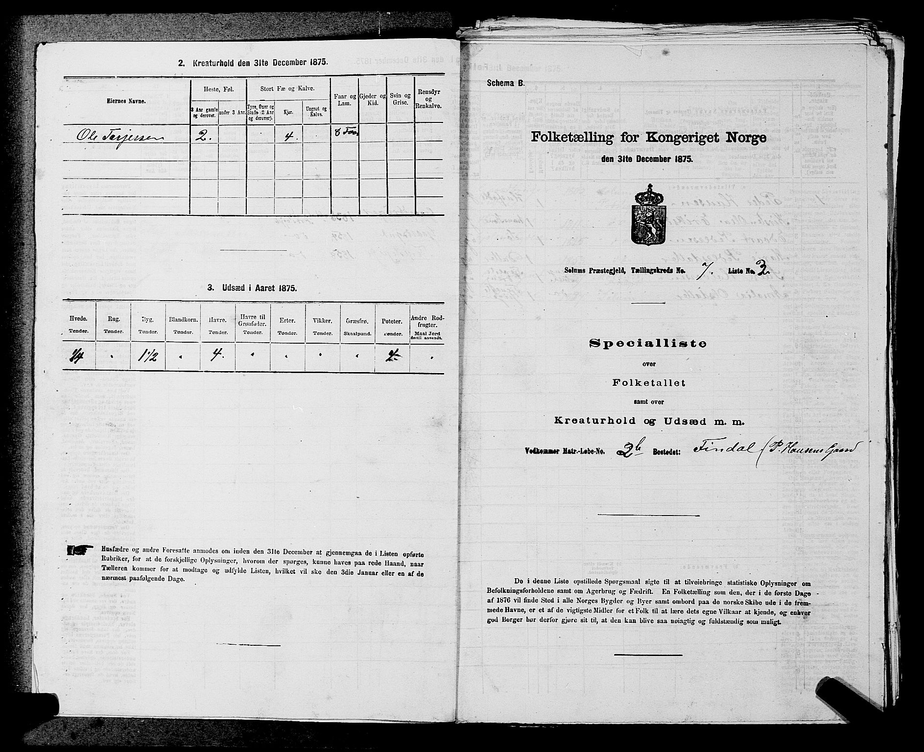 SAKO, 1875 census for 0818P Solum, 1875, p. 1218