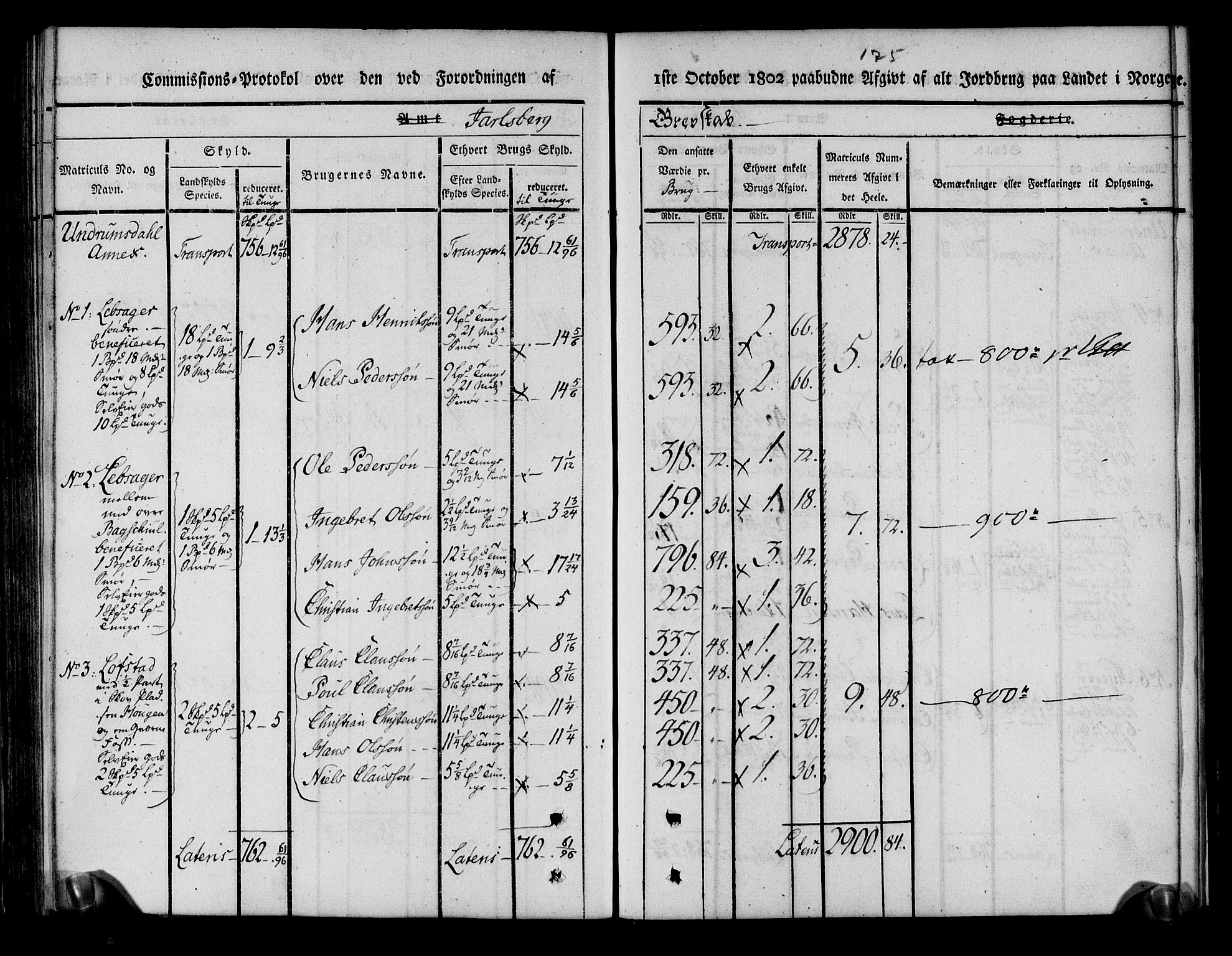 Rentekammeret inntil 1814, Realistisk ordnet avdeling, AV/RA-EA-4070/N/Ne/Nea/L0174: Jarlsberg grevskap. Kommisjonsprotokoll for grevskapets nordre distrikt - Lardal, Hof, Sande, Skoger, Botne og Våle prestegjeld, 1803, p. 187