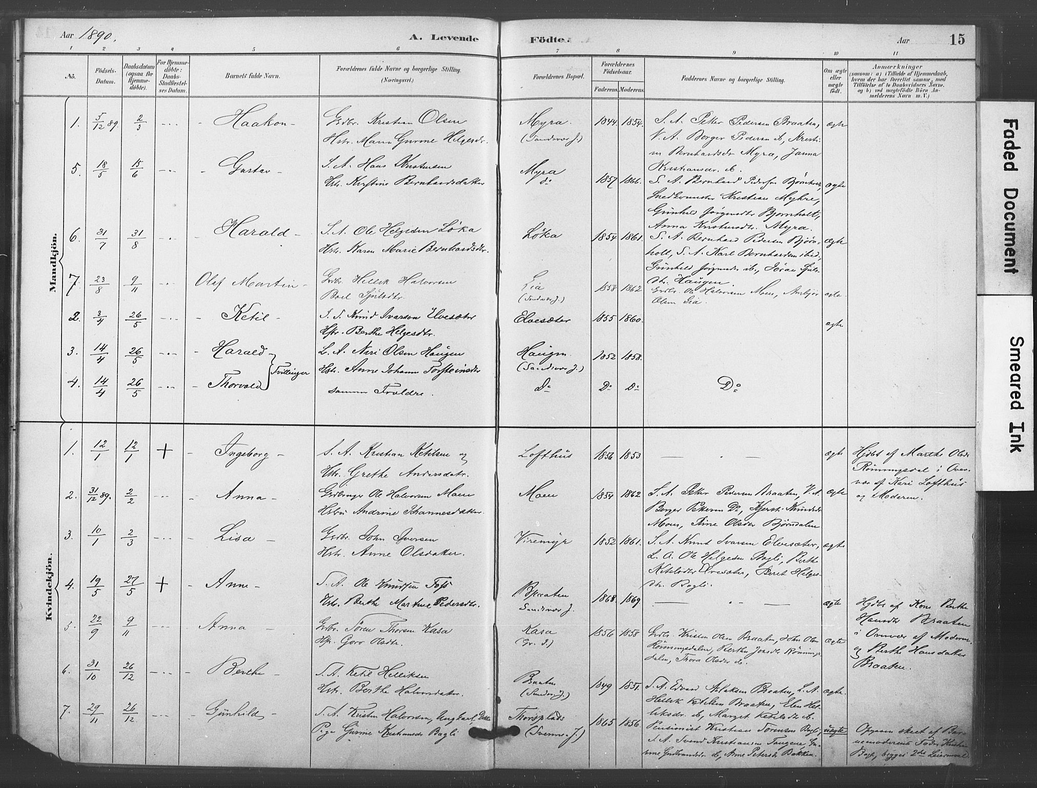 Kongsberg kirkebøker, SAKO/A-22/F/Fc/L0001: Parish register (official) no. III 1, 1883-1897, p. 15