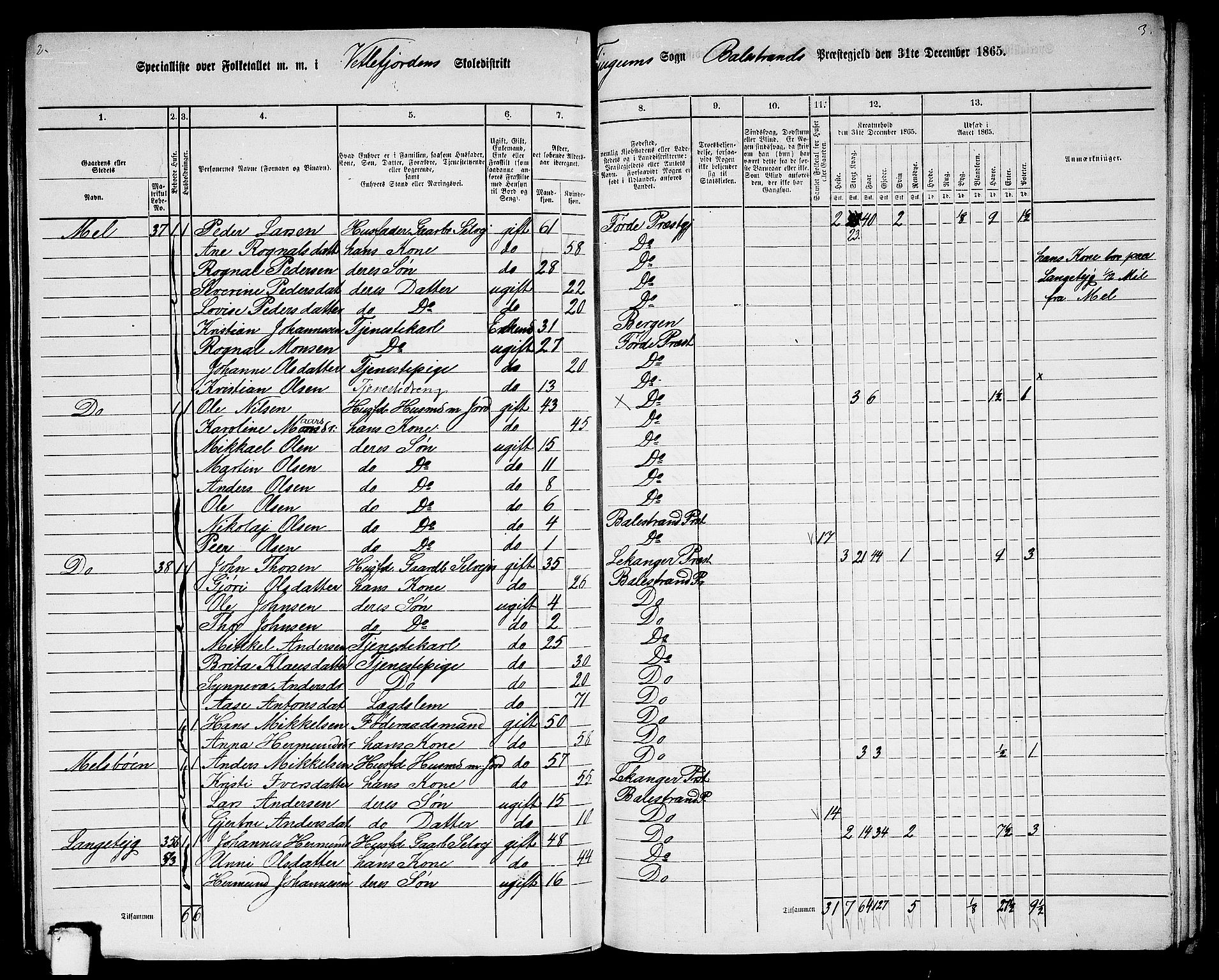 RA, 1865 census for Balestrand, 1865, p. 38