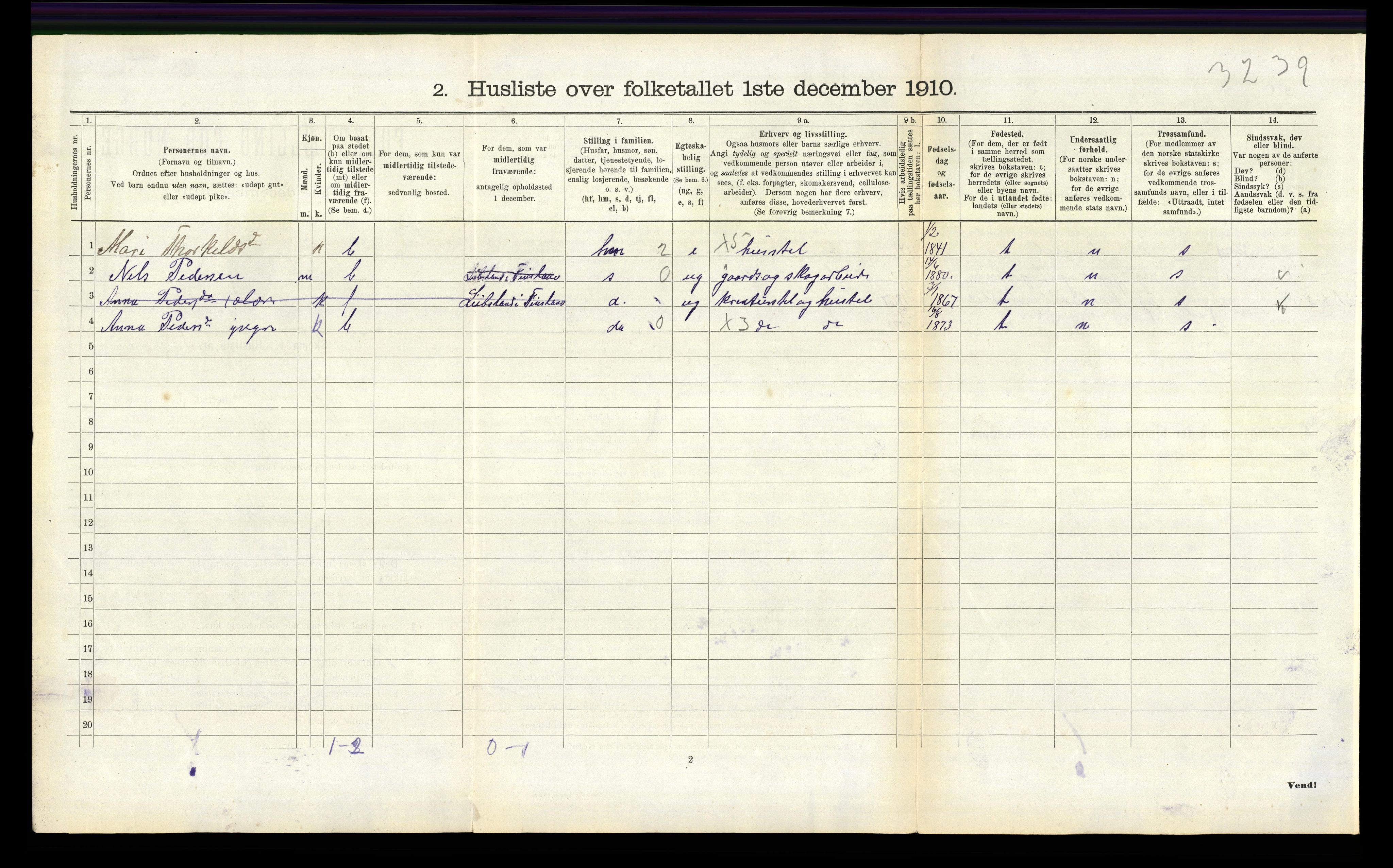 RA, 1910 census for Hægeland, 1910, p. 179