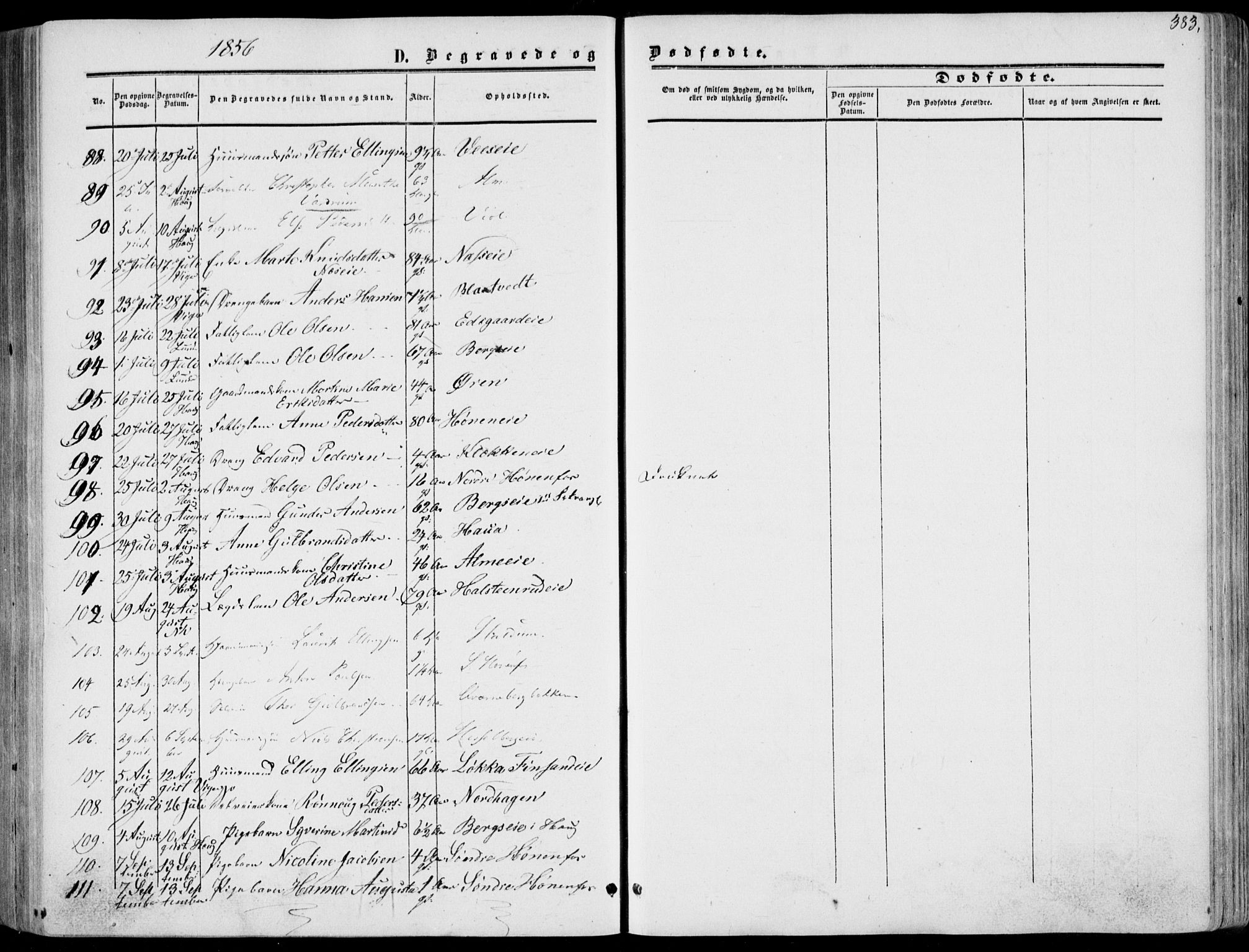 Norderhov kirkebøker, AV/SAKO-A-237/F/Fa/L0012: Parish register (official) no. 12, 1856-1865, p. 383