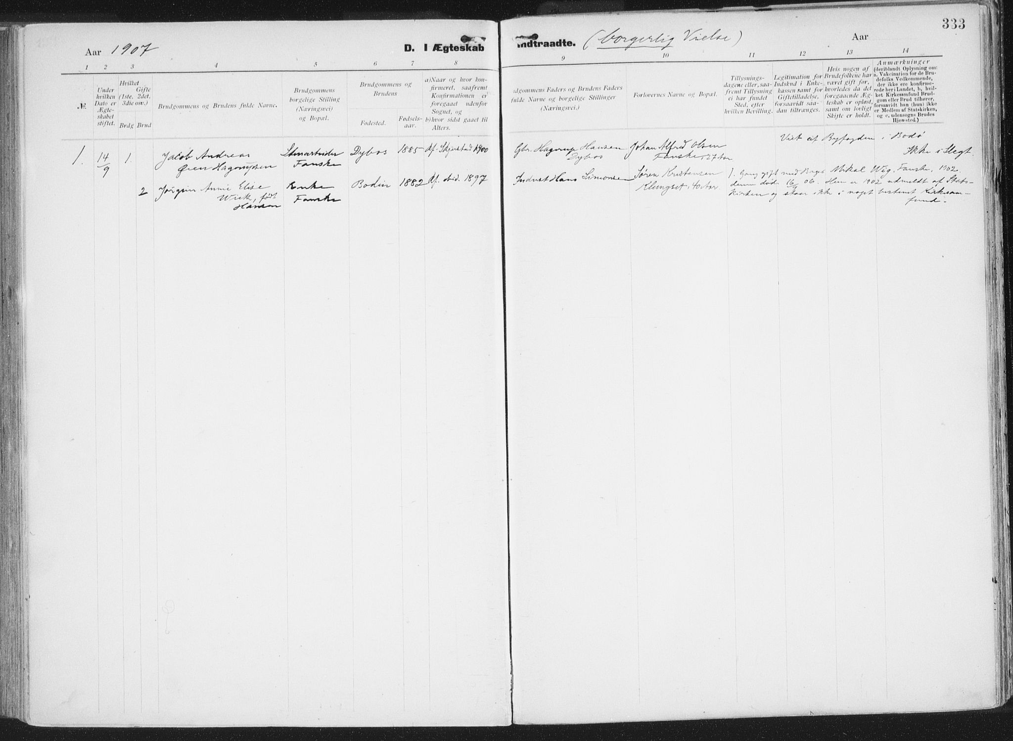 Ministerialprotokoller, klokkerbøker og fødselsregistre - Nordland, AV/SAT-A-1459/849/L0696: Parish register (official) no. 849A08, 1898-1910, p. 333