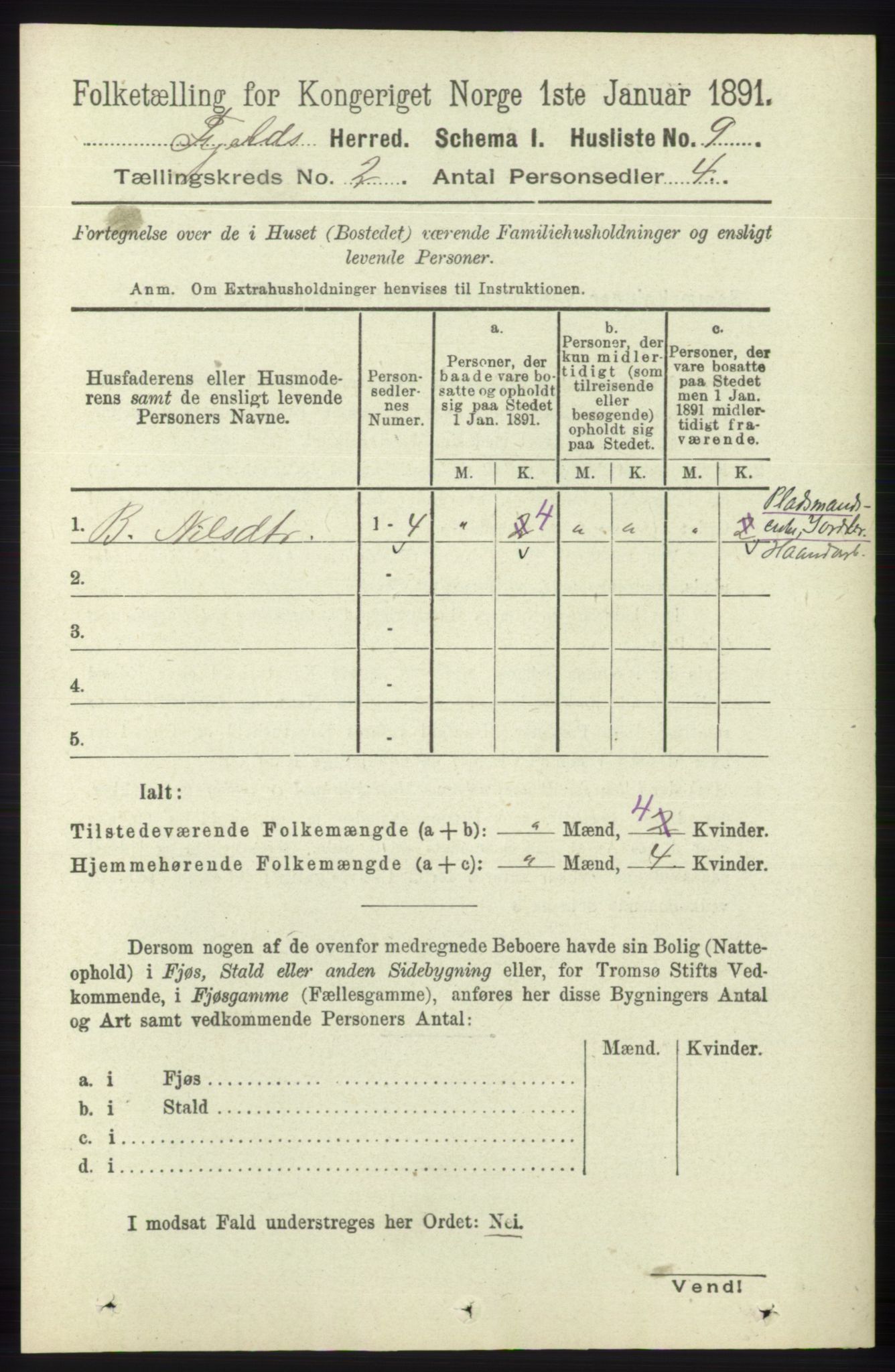 RA, 1891 census for 1246 Fjell, 1891, p. 629