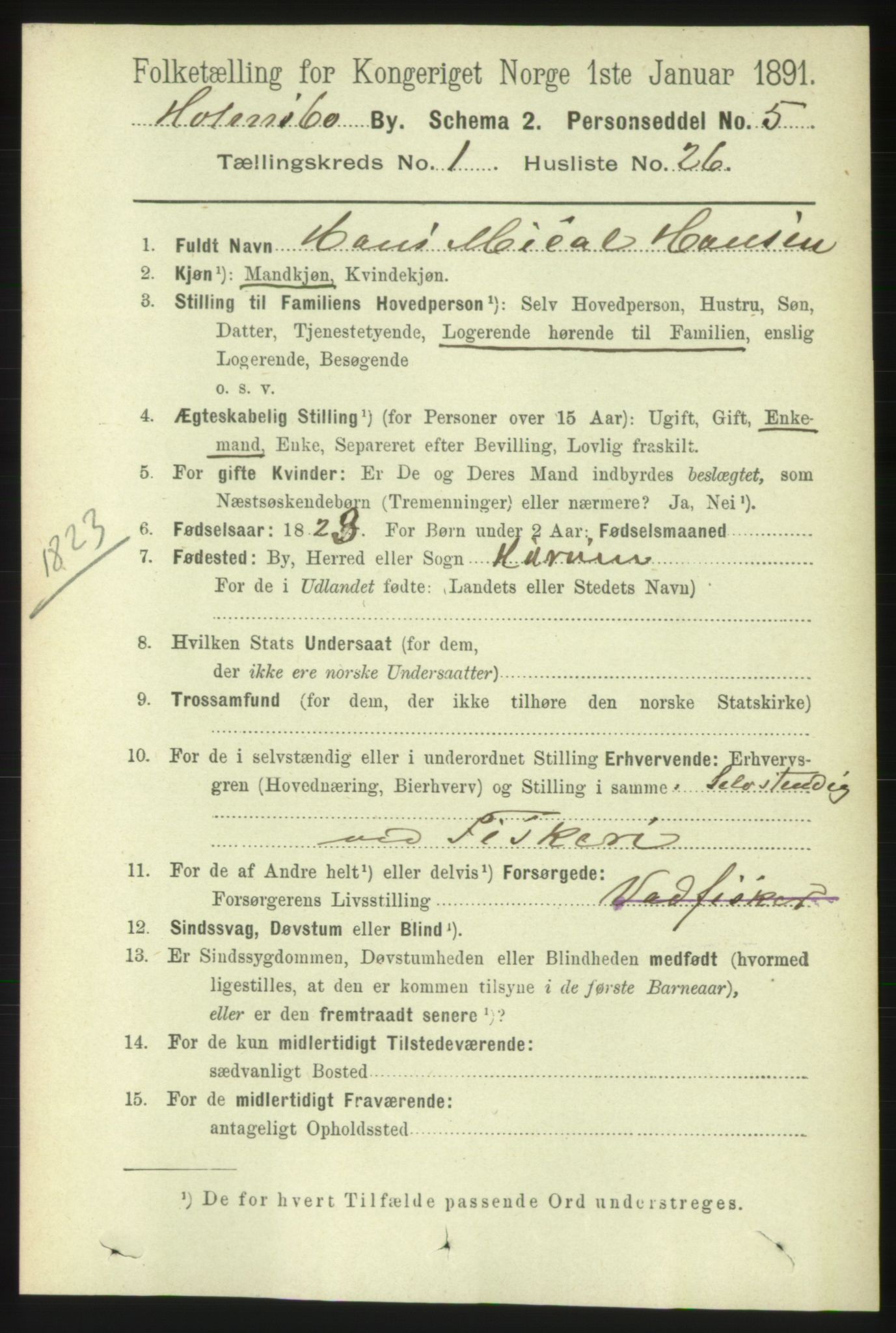 RA, 1891 census for 0603 Holmsbu, 1891, p. 339