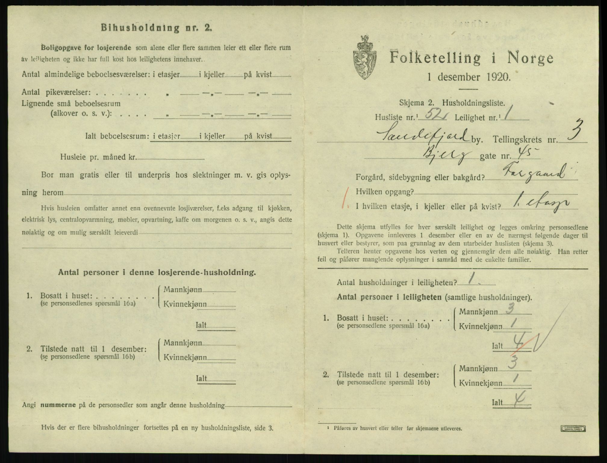 SAKO, 1920 census for Sandefjord, 1920, p. 2074