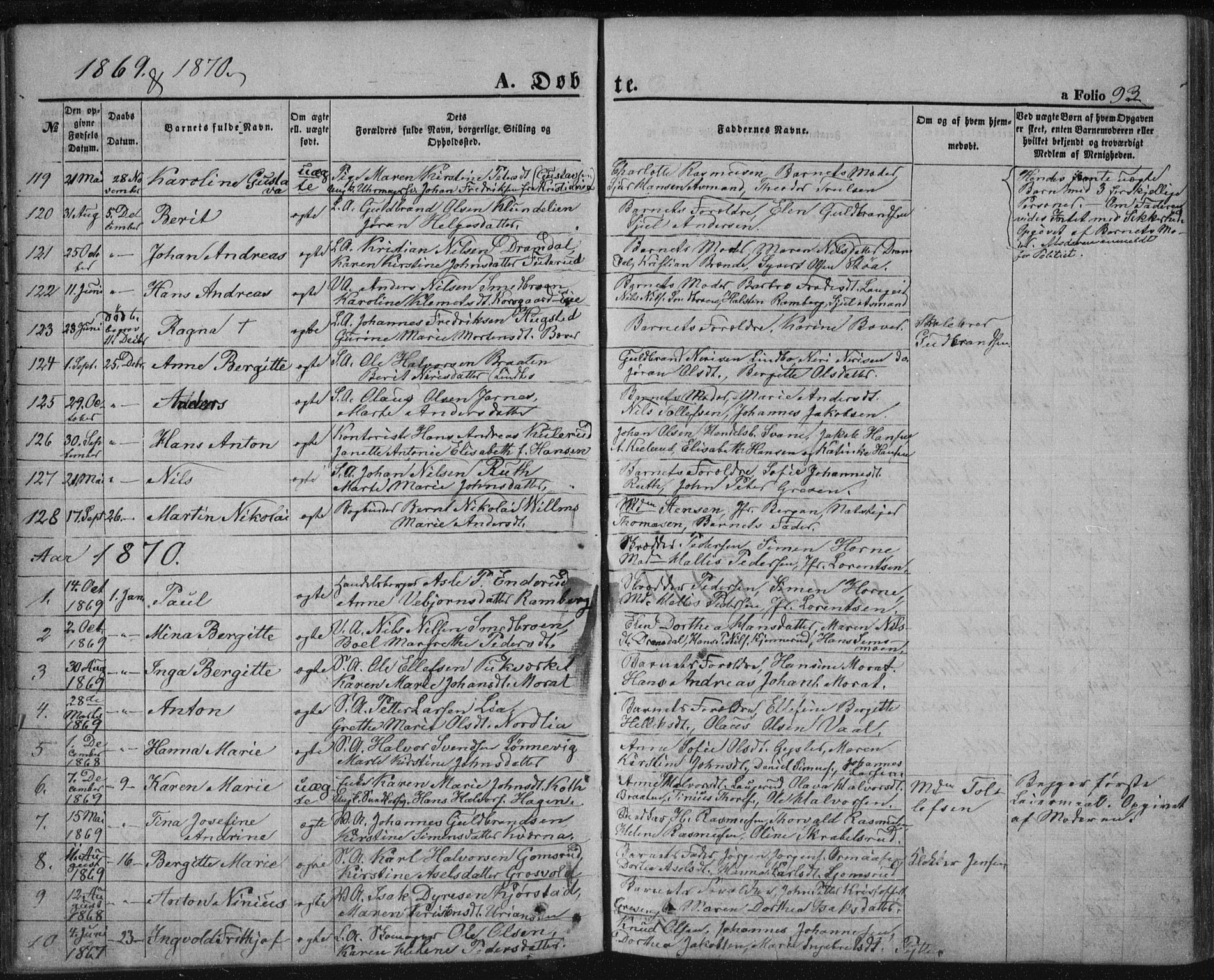 Kongsberg kirkebøker, SAKO/A-22/F/Fa/L0010: Parish register (official) no. I 10, 1859-1875, p. 93