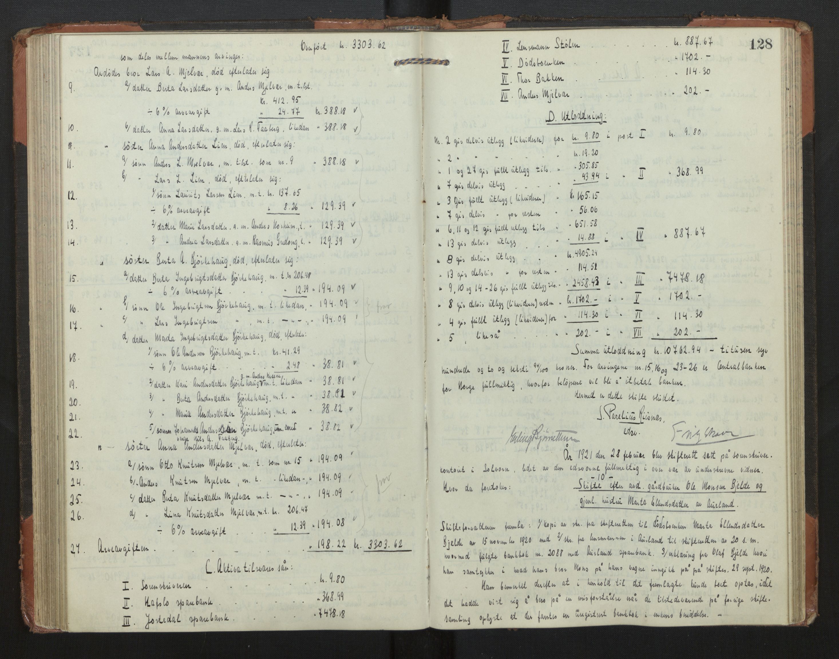 Indre Sogn tingrett, AV/SAB-A-3301/1/H/Hd/L0008: Skifteutlodningsprotokoll 8, 1912-1923, p. 127b-128a