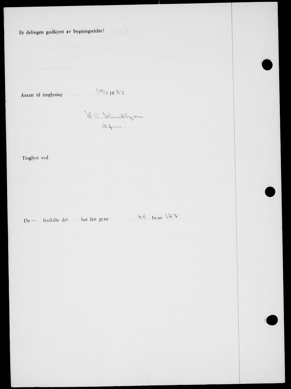 Onsøy sorenskriveri, SAO/A-10474/G/Ga/Gab/L0021: Mortgage book no. II A-21, 1947-1947, Diary no: : 2760/1947