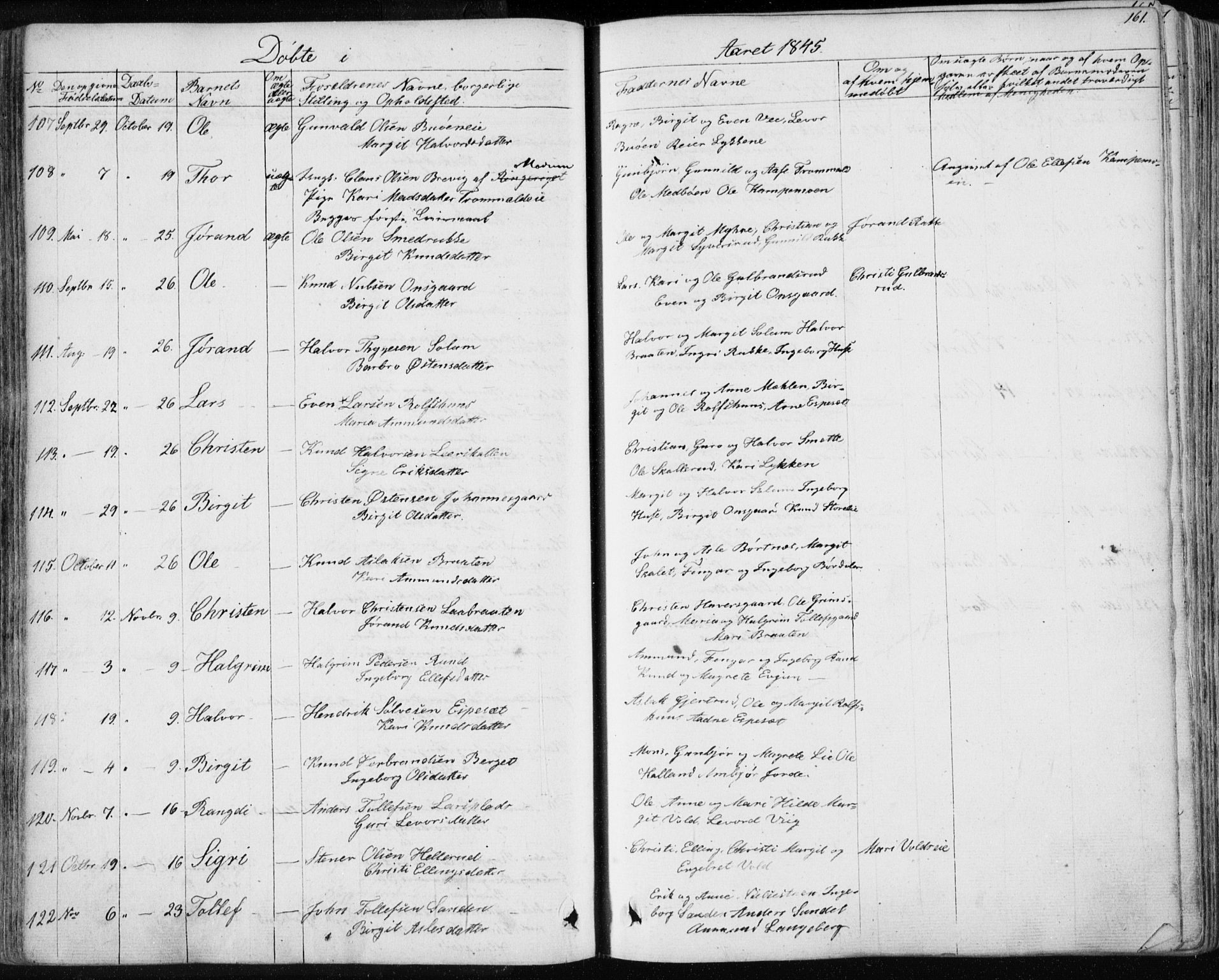 Nes kirkebøker, AV/SAKO-A-236/F/Fa/L0009: Parish register (official) no. 9, 1834-1863, p. 161