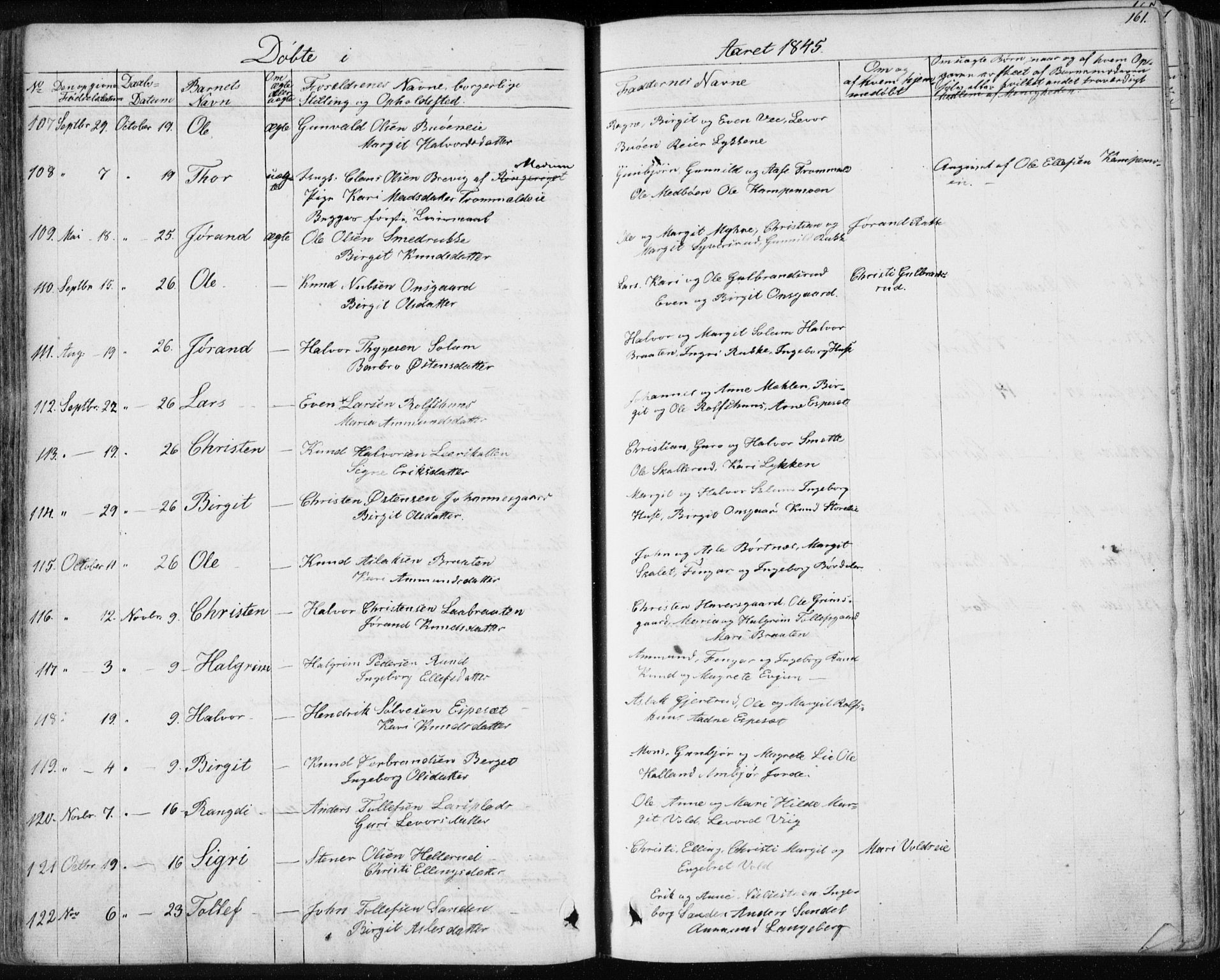 Nes kirkebøker, AV/SAKO-A-236/F/Fa/L0009: Parish register (official) no. 9, 1834-1863, p. 161