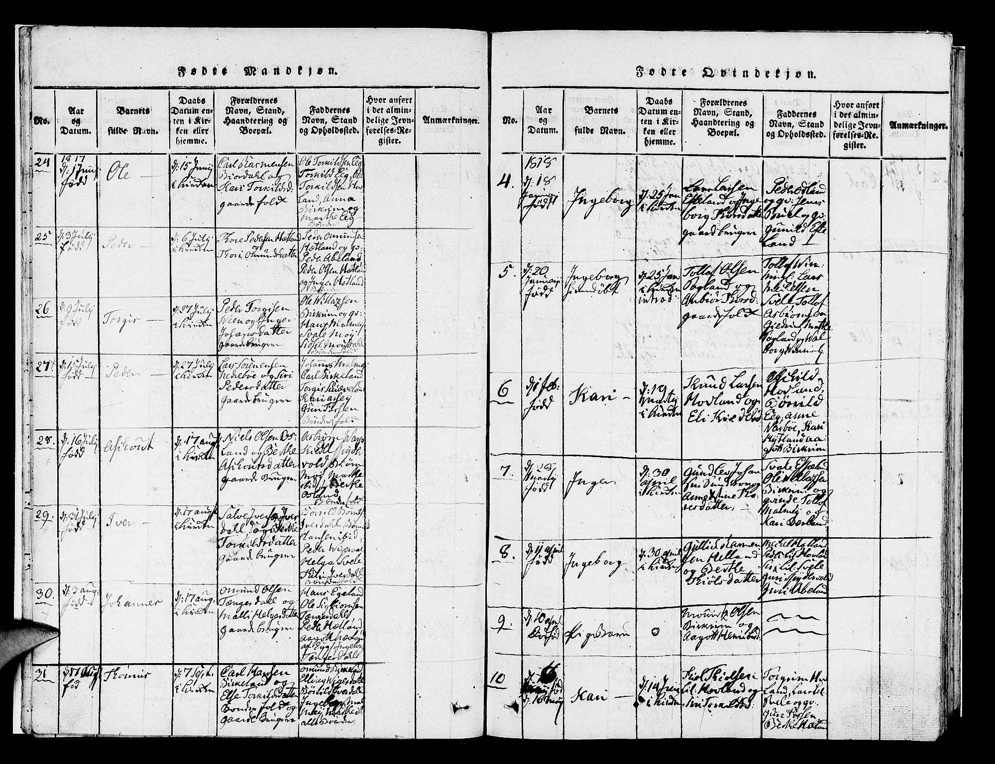 Helleland sokneprestkontor, SAST/A-101810: Parish register (official) no. A 5, 1815-1834