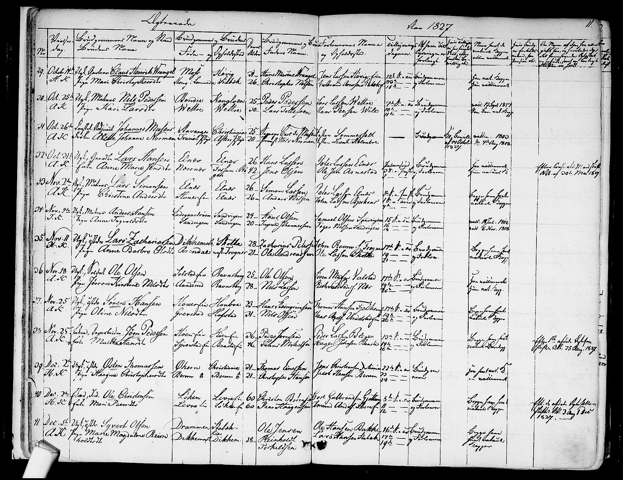 Asker prestekontor Kirkebøker, SAO/A-10256a/F/Fa/L0010: Parish register (official) no. I 10, 1825-1878, p. 11