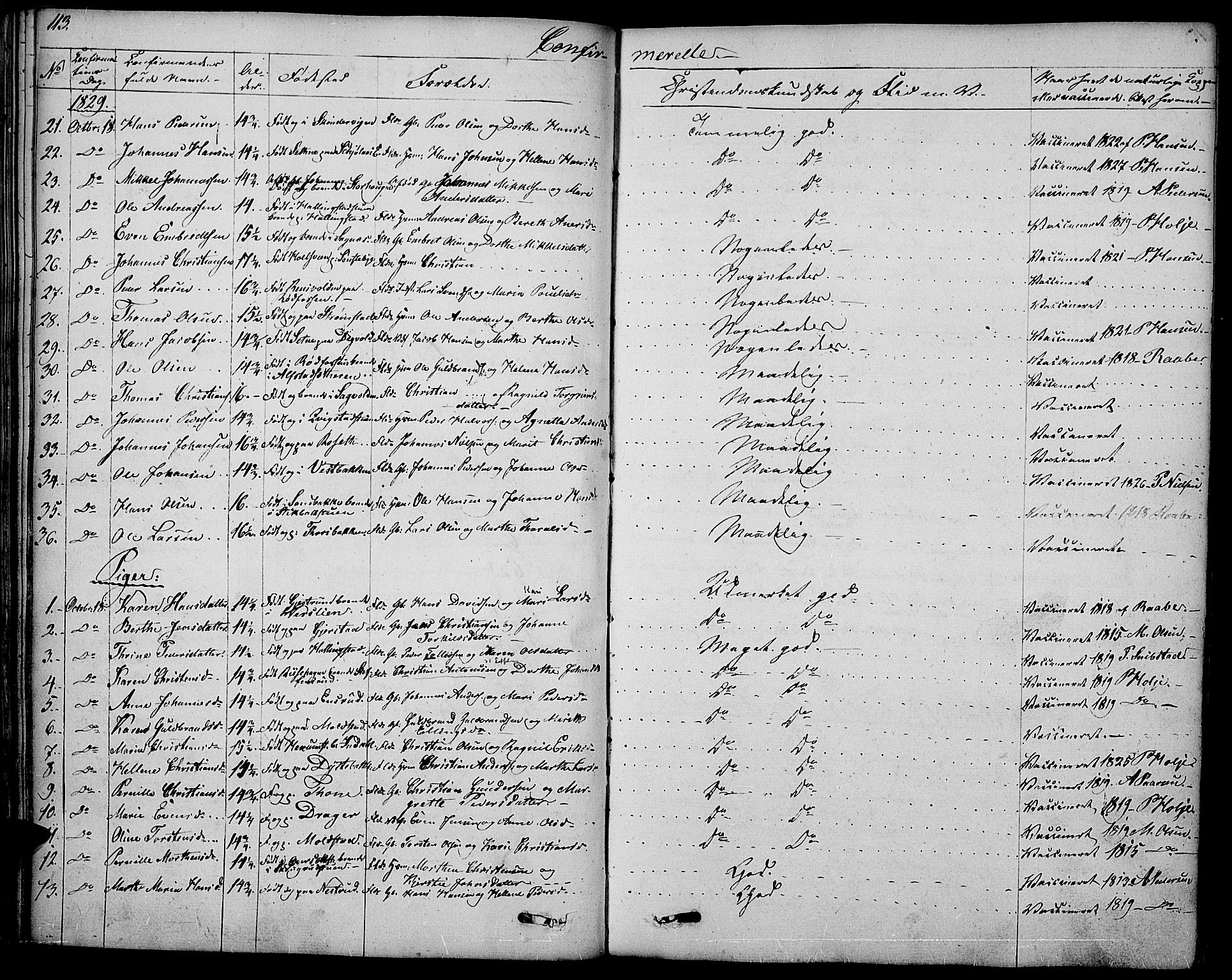 Vestre Toten prestekontor, SAH/PREST-108/H/Ha/Haa/L0002: Parish register (official) no. 2, 1825-1837, p. 113