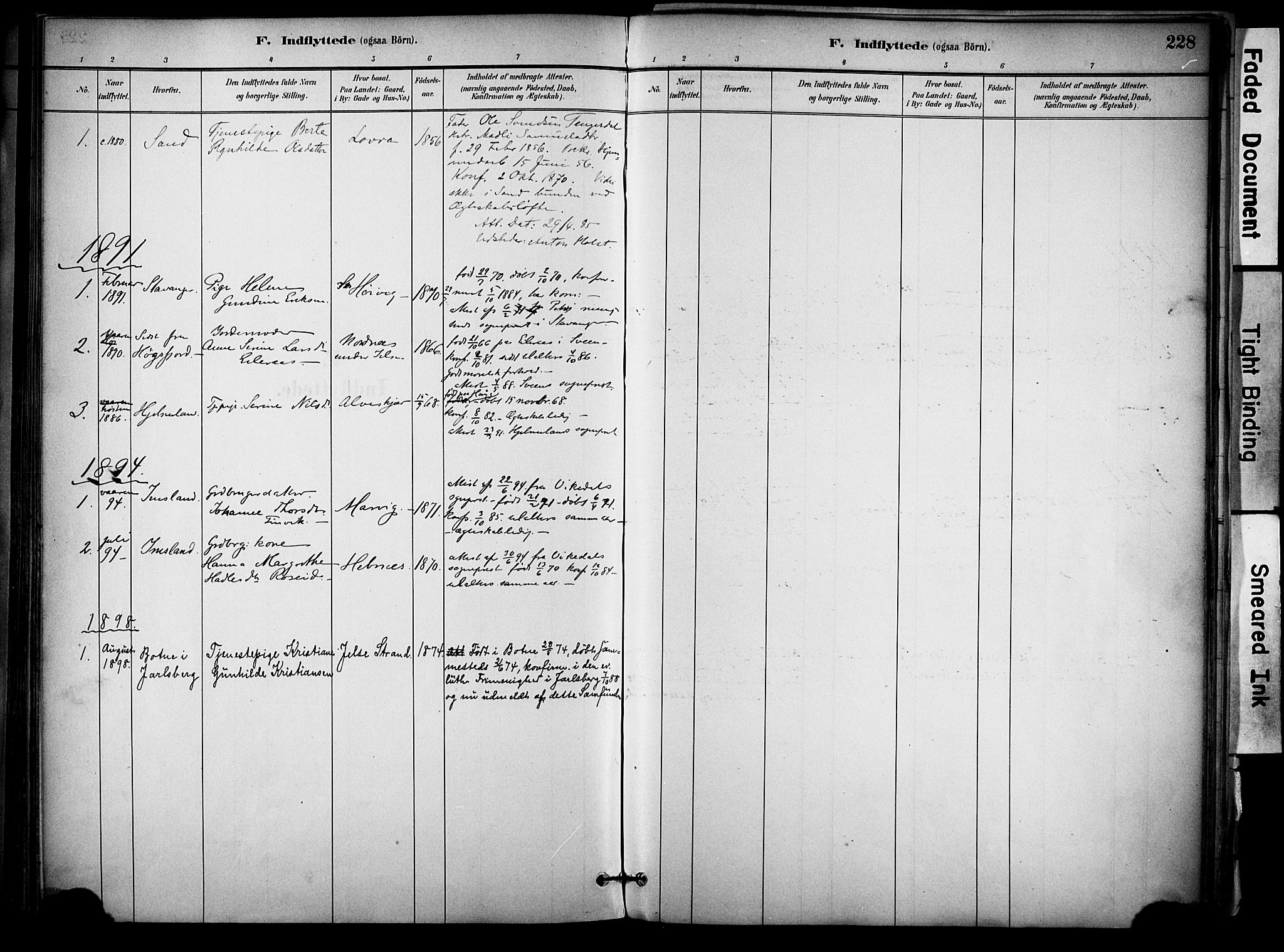 Jelsa sokneprestkontor, SAST/A-101842/01/IV: Parish register (official) no. A 10, 1884-1906, p. 228