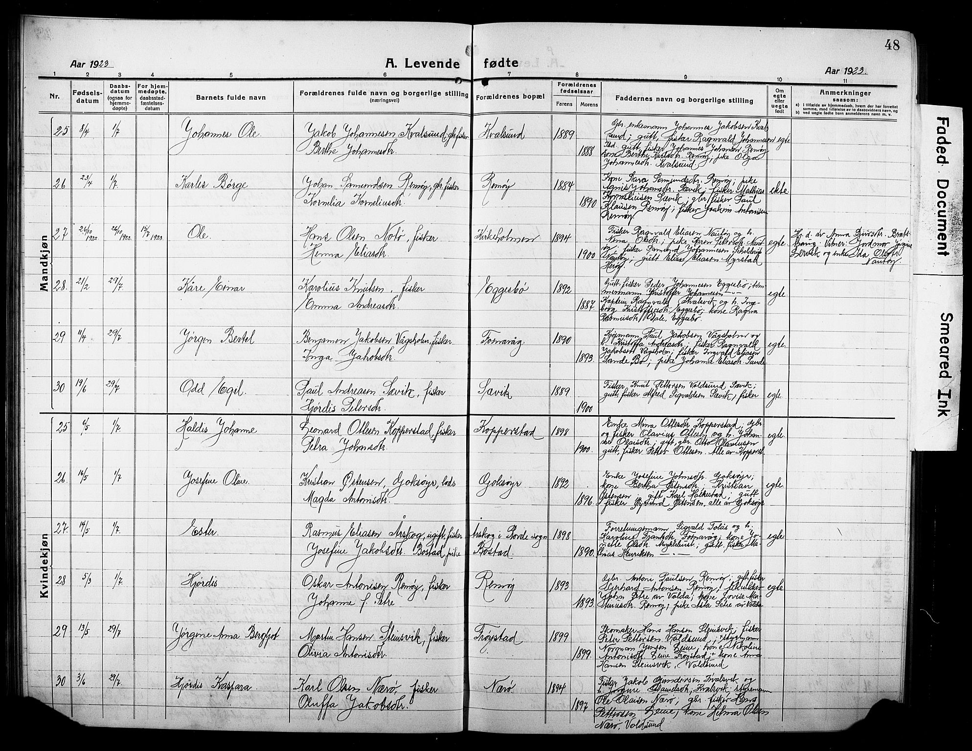 Ministerialprotokoller, klokkerbøker og fødselsregistre - Møre og Romsdal, AV/SAT-A-1454/507/L0084: Parish register (copy) no. 507C07, 1919-1932, p. 48