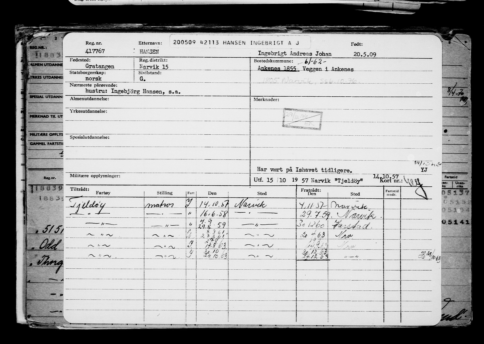 Direktoratet for sjømenn, AV/RA-S-3545/G/Gb/L0083: Hovedkort, 1909, p. 254