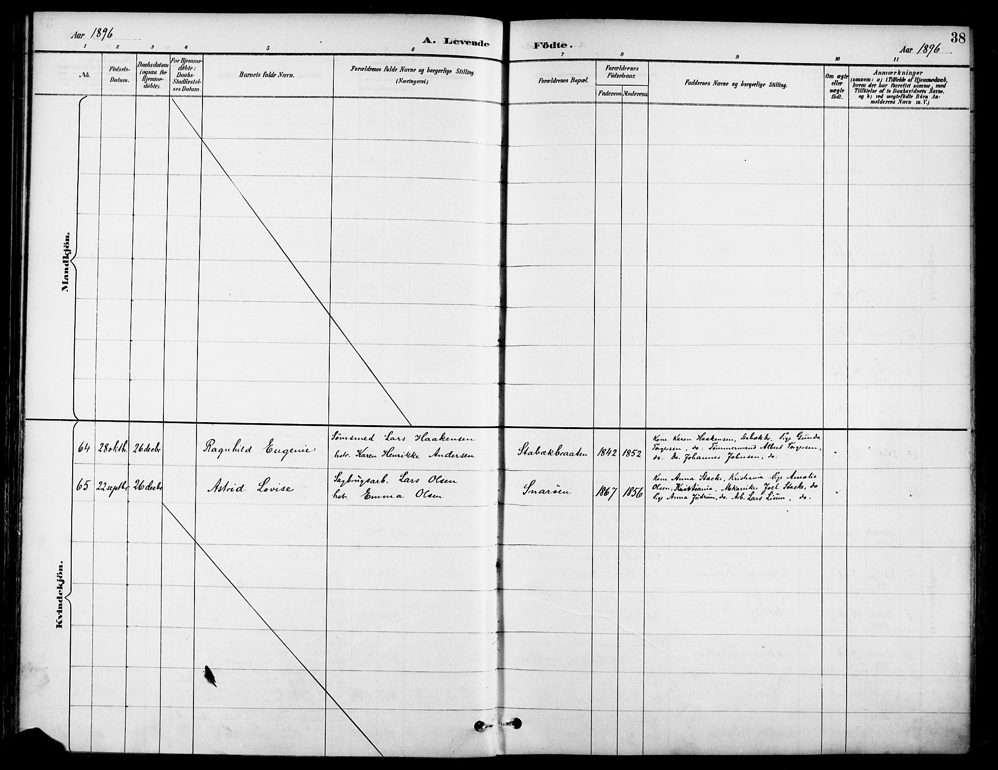 Asker prestekontor Kirkebøker, AV/SAO-A-10256a/F/Fc/L0003: Parish register (official) no. III 3, 1892-1904, p. 38