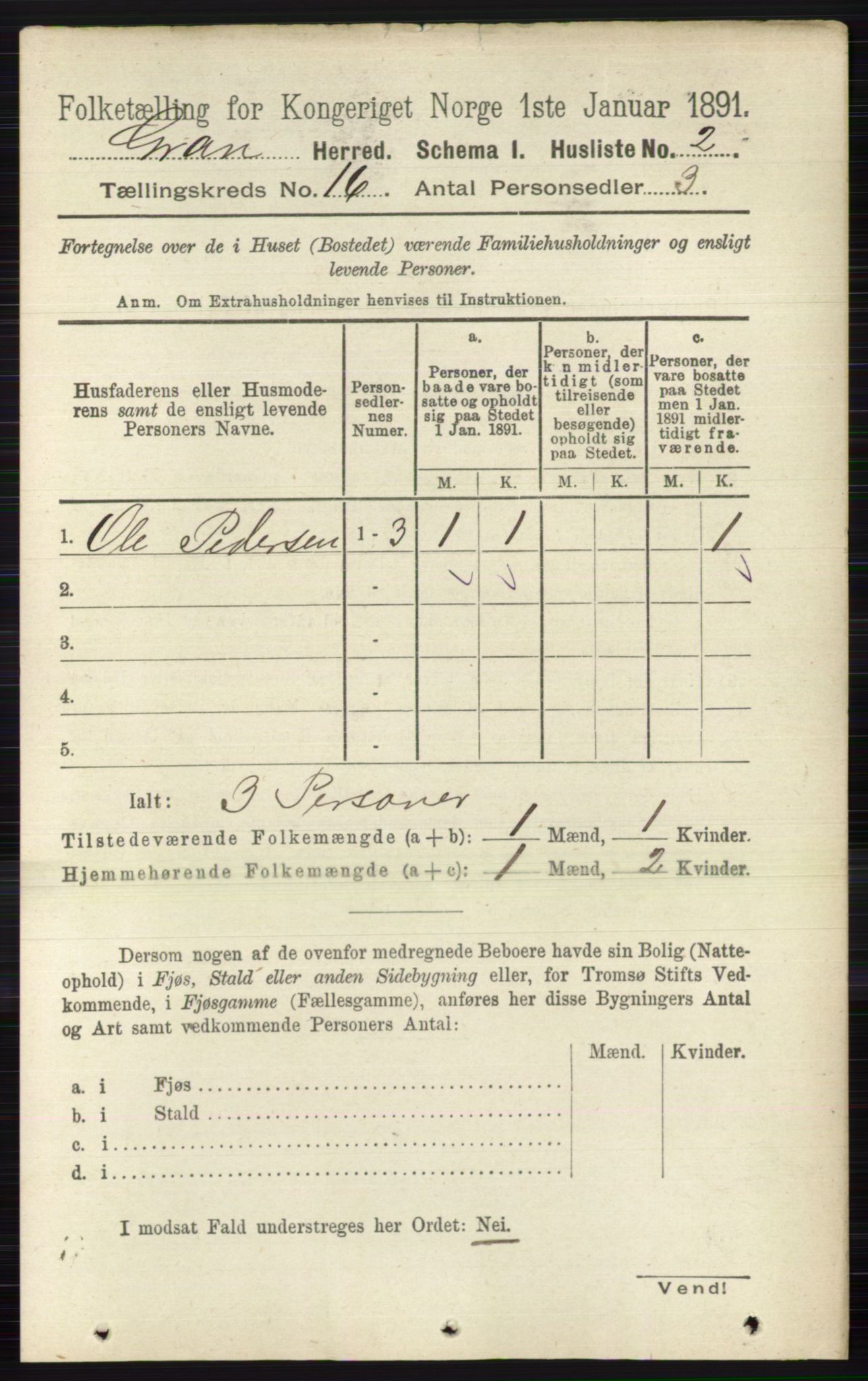 RA, 1891 census for 0534 Gran, 1891, p. 8012