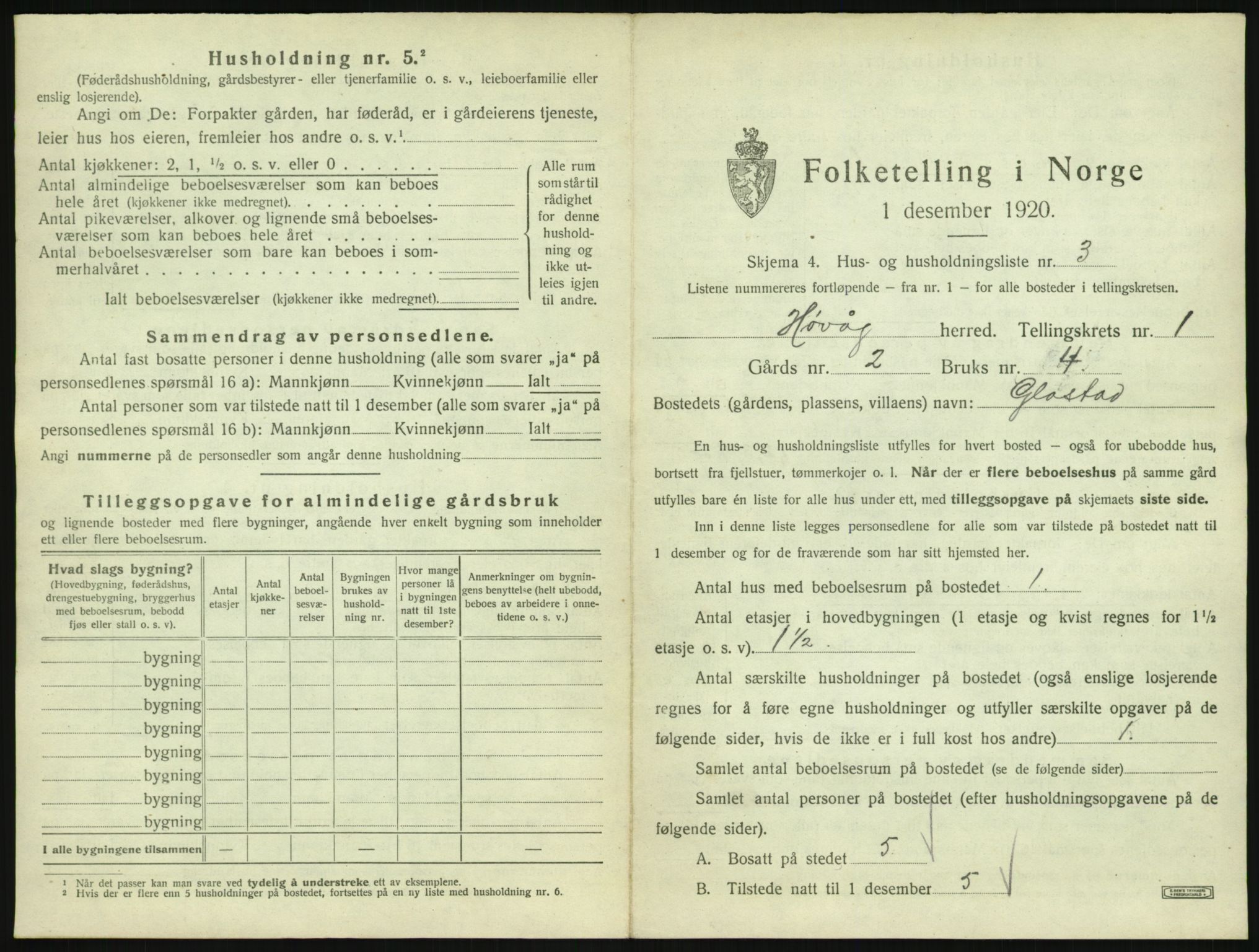 SAK, 1920 census for Høvåg, 1920, p. 38