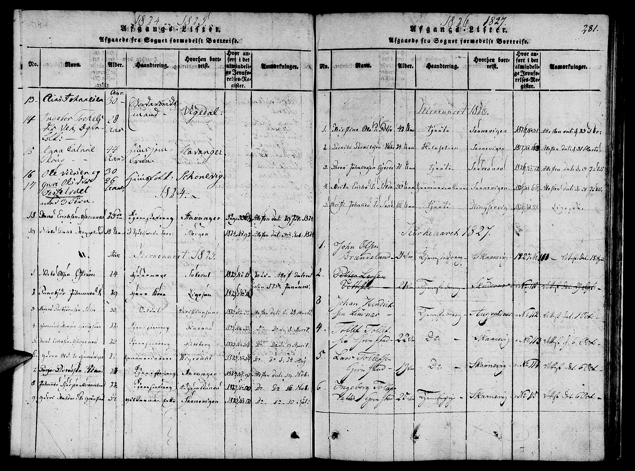 Etne sokneprestembete, SAB/A-75001/H/Haa: Parish register (official) no. A 6, 1815-1831, p. 281