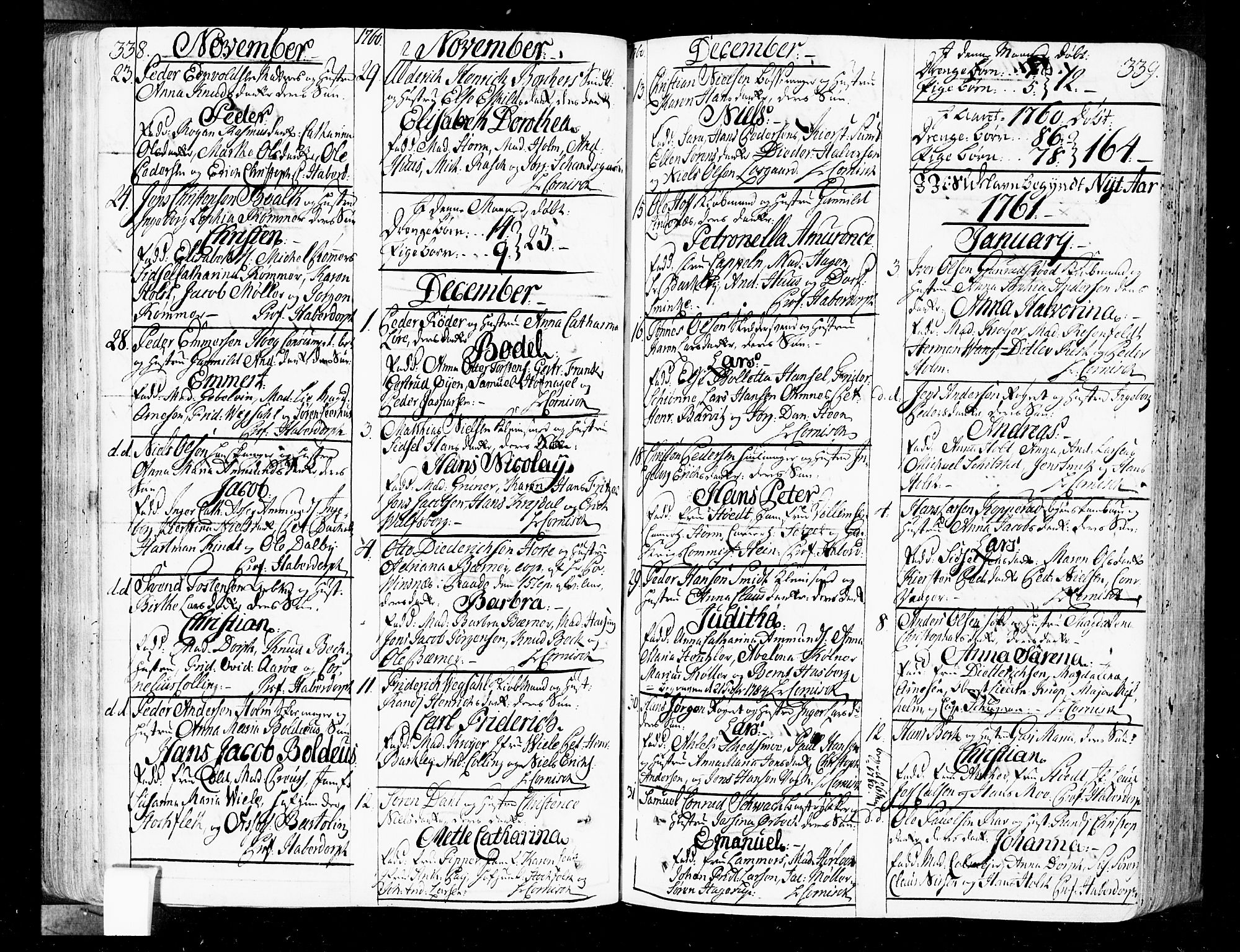 Oslo domkirke Kirkebøker, SAO/A-10752/F/Fa/L0004: Parish register (official) no. 4, 1743-1786, p. 338-339
