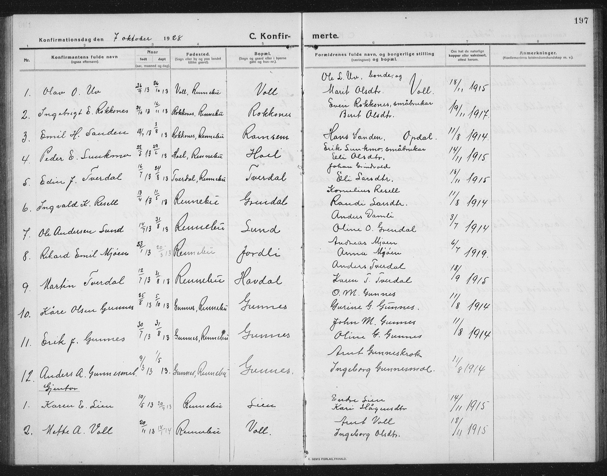 Ministerialprotokoller, klokkerbøker og fødselsregistre - Sør-Trøndelag, SAT/A-1456/674/L0877: Parish register (copy) no. 674C04, 1913-1940, p. 197