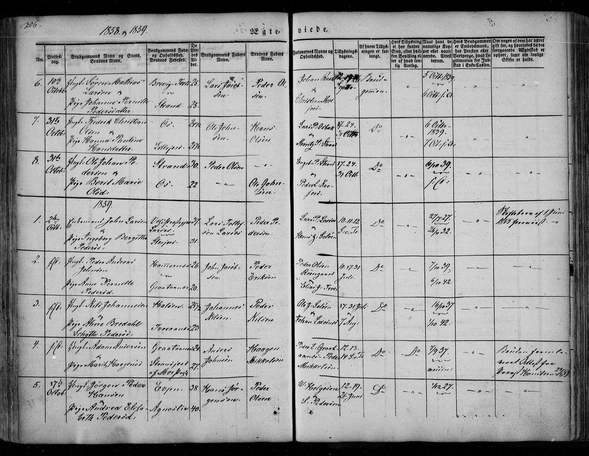 Ministerialprotokoller, klokkerbøker og fødselsregistre - Nordland, AV/SAT-A-1459/846/L0644: Parish register (official) no. 846A02, 1837-1872, p. 306