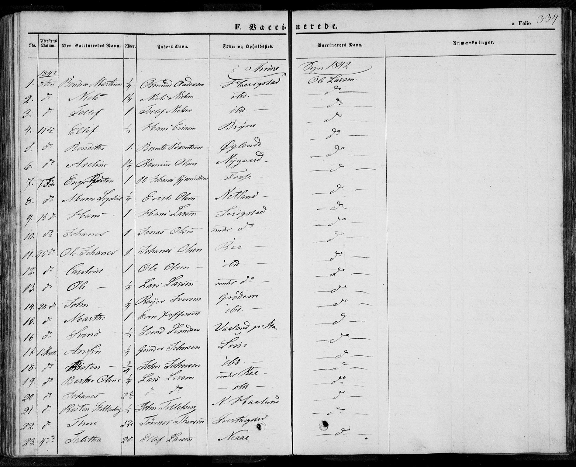 Lye sokneprestkontor, SAST/A-101794/001/30BA/L0006: Parish register (official) no. A 5.2, 1842-1855, p. 334