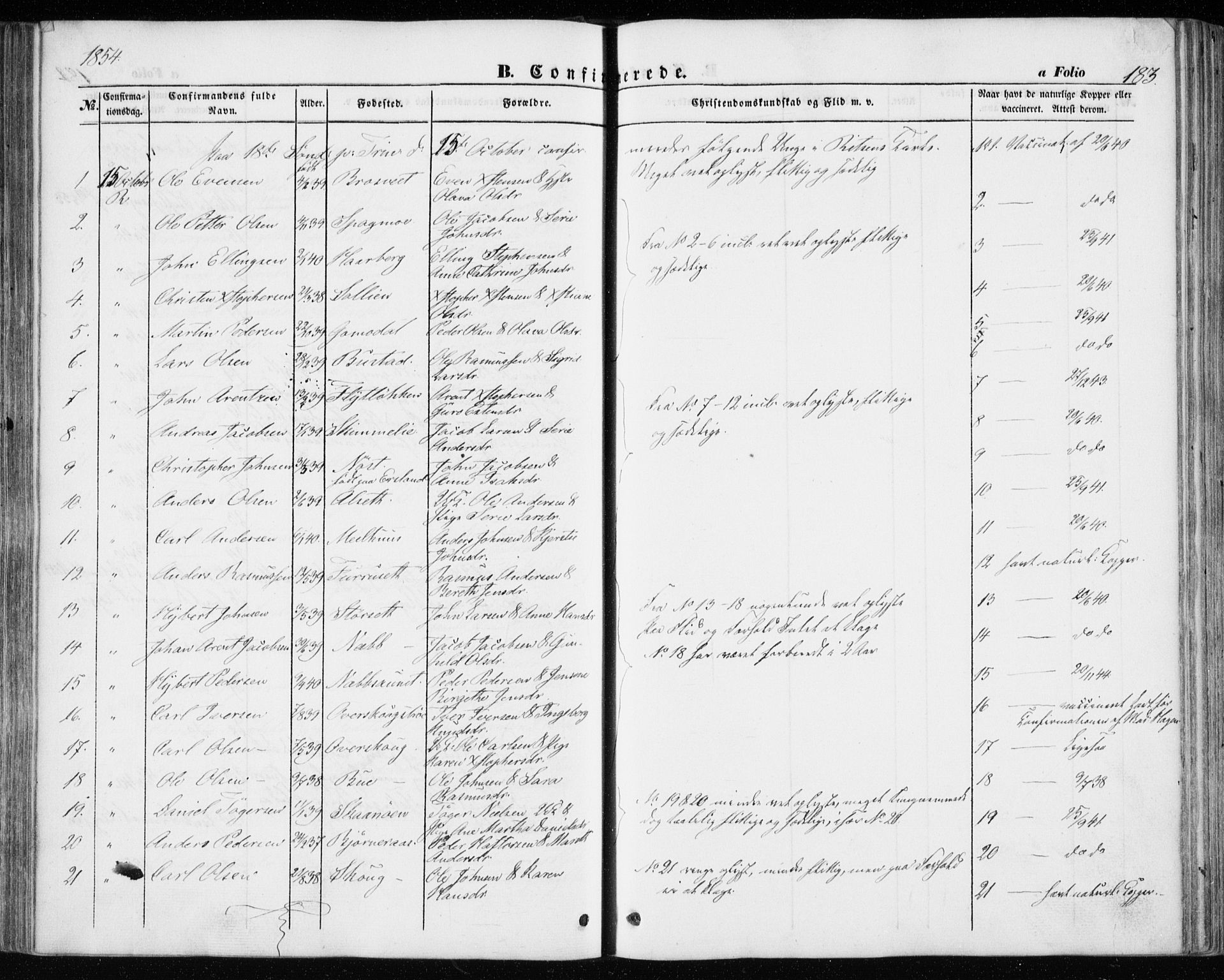 Ministerialprotokoller, klokkerbøker og fødselsregistre - Sør-Trøndelag, SAT/A-1456/646/L0611: Parish register (official) no. 646A09, 1848-1857, p. 183