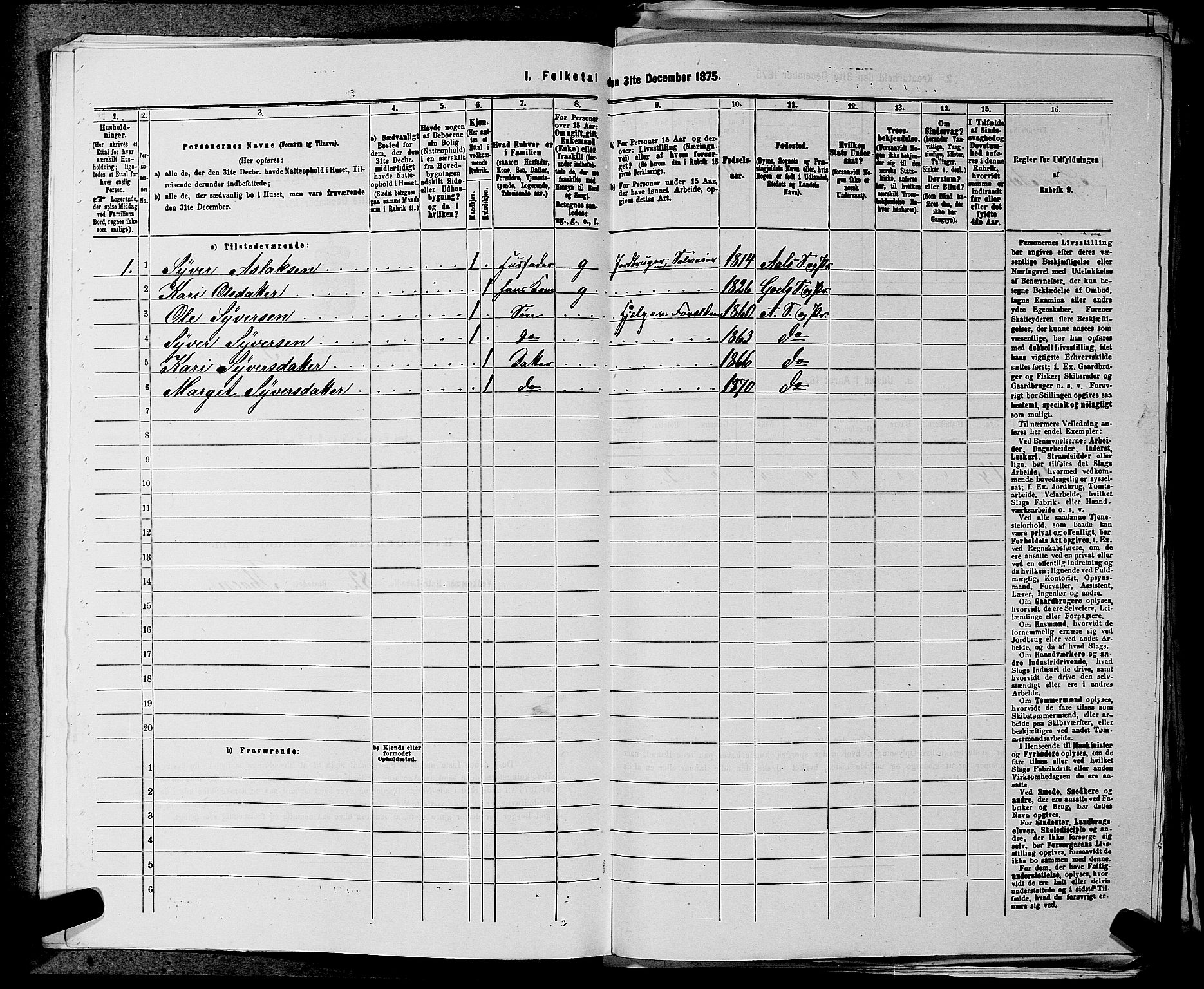 SAKO, 1875 census for 0619P Ål, 1875, p. 327