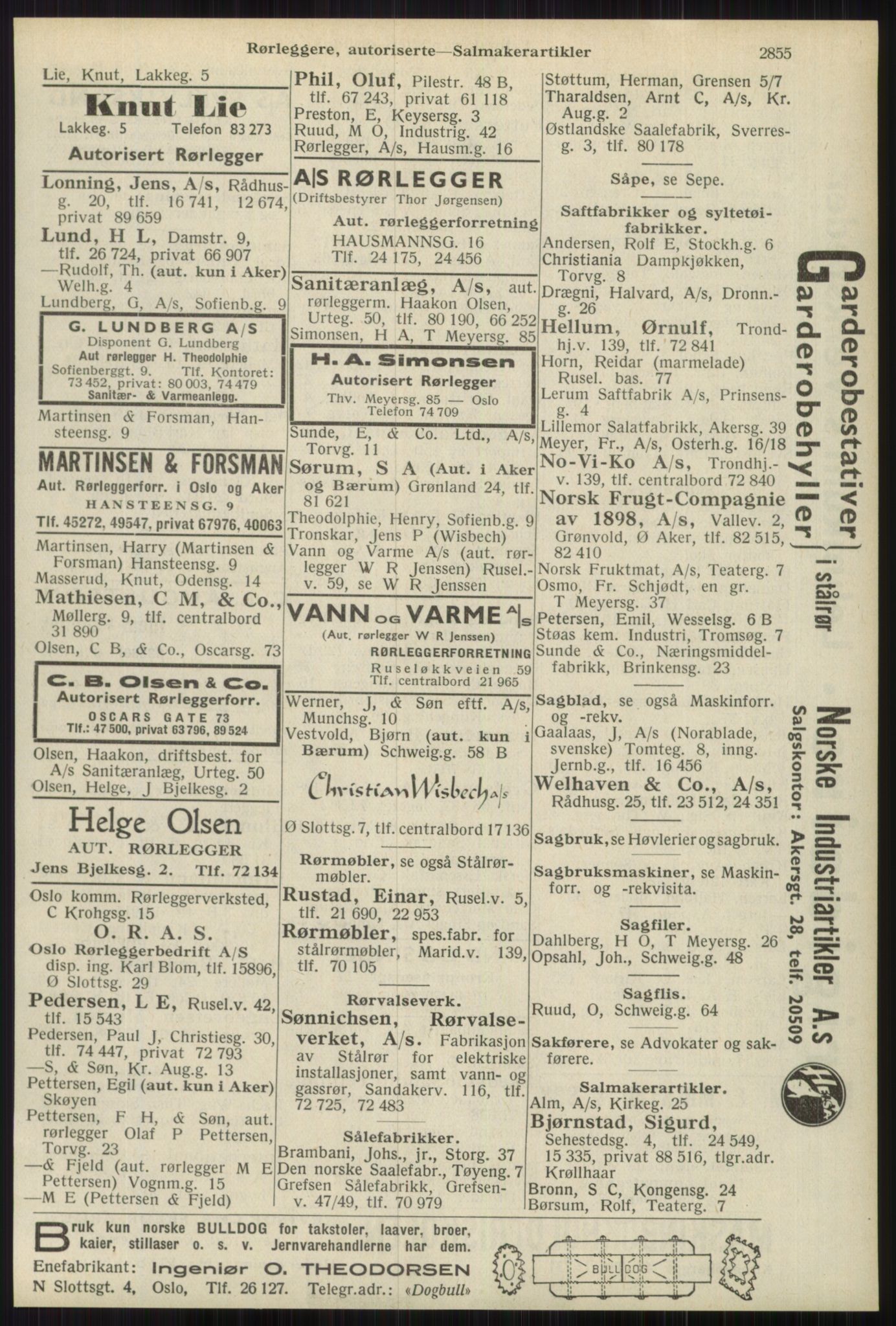Kristiania/Oslo adressebok, PUBL/-, 1939, p. 2855