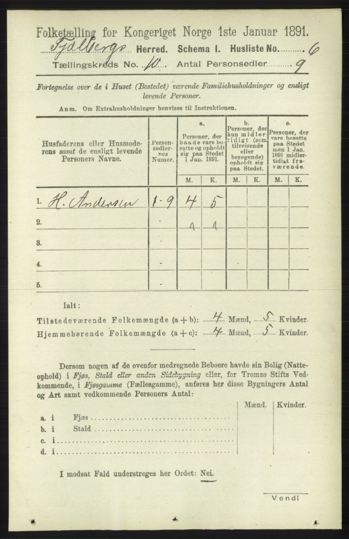 RA, 1891 census for 1213 Fjelberg, 1891, p. 3740