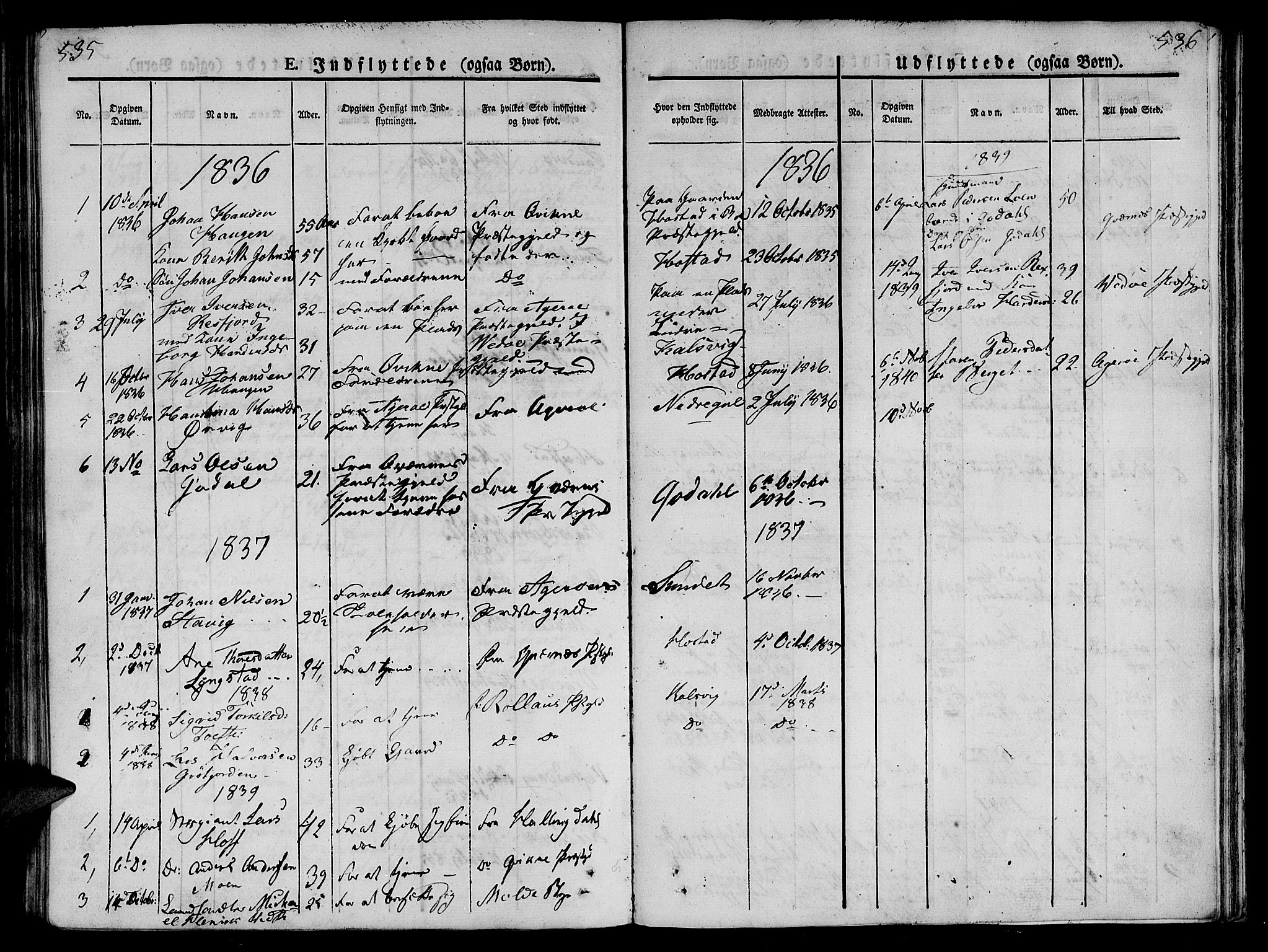 Ministerialprotokoller, klokkerbøker og fødselsregistre - Møre og Romsdal, AV/SAT-A-1454/566/L0765: Parish register (official) no. 566A04, 1829-1841, p. 535-536