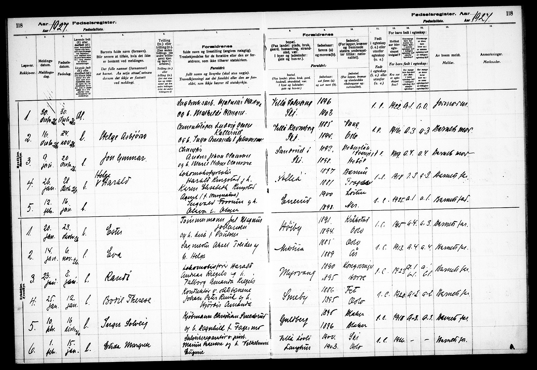Kråkstad prestekontor Kirkebøker, SAO/A-10125a/J/Jb/L0001: Birth register no. II 1, 1916-1936, p. 118