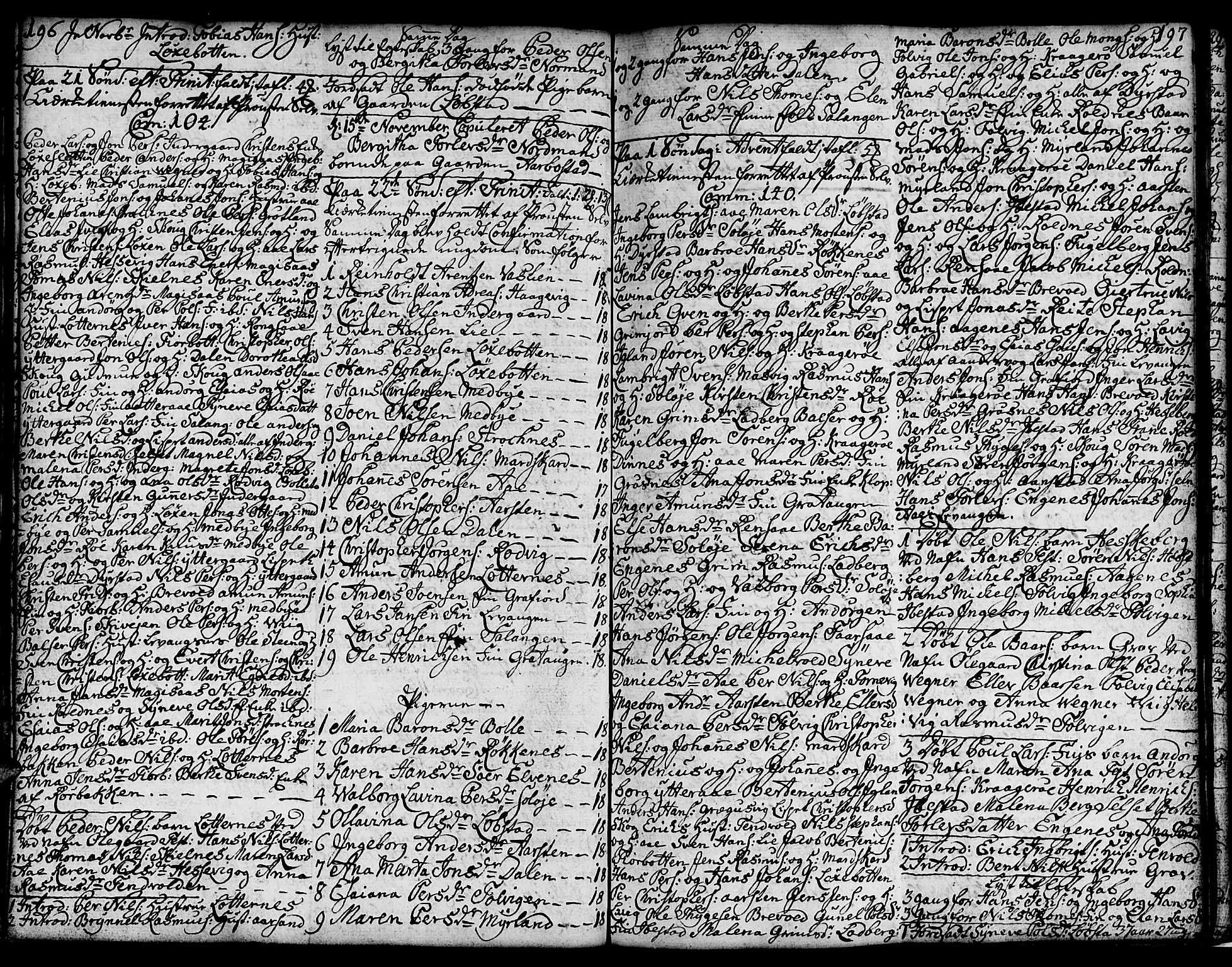 Ibestad sokneprestembete, SATØ/S-0077/H/Ha/Hab/L0001klokker: Parish register (copy) no. 1, 1776-1808, p. 196-197