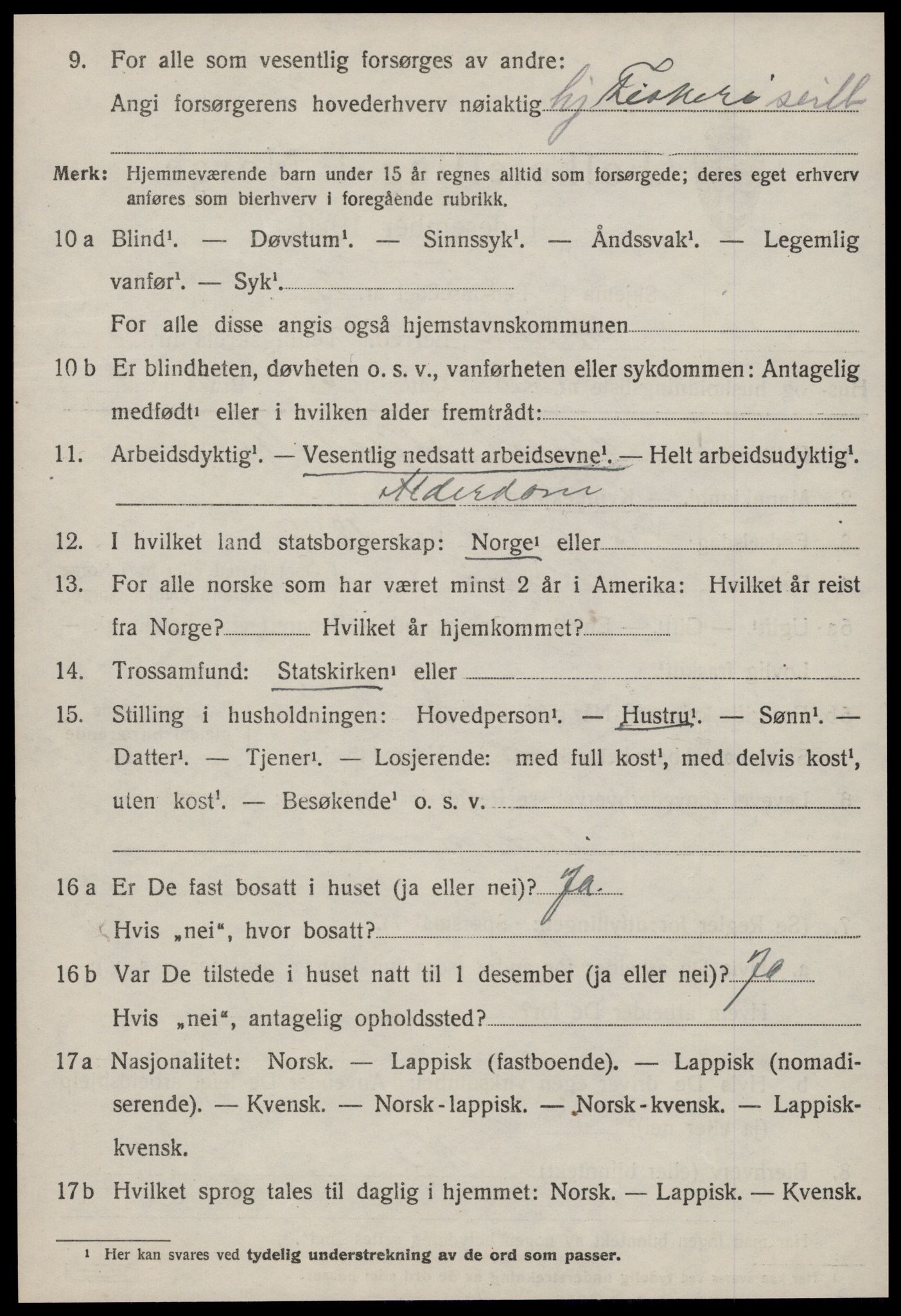 SAT, 1920 census for Ørland, 1920, p. 2814