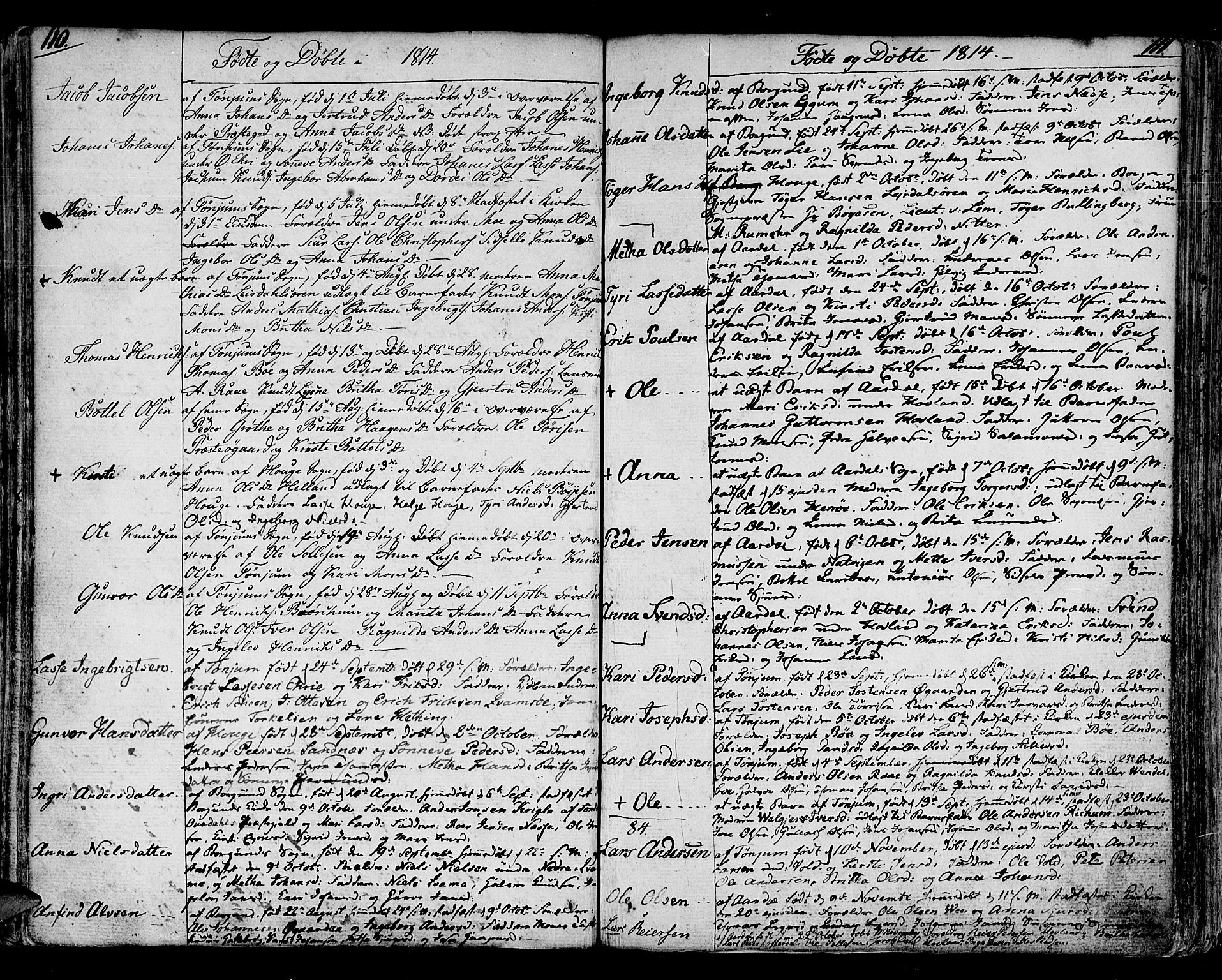 Lærdal sokneprestembete, SAB/A-81201: Parish register (official) no. A 4, 1805-1821, p. 110-111