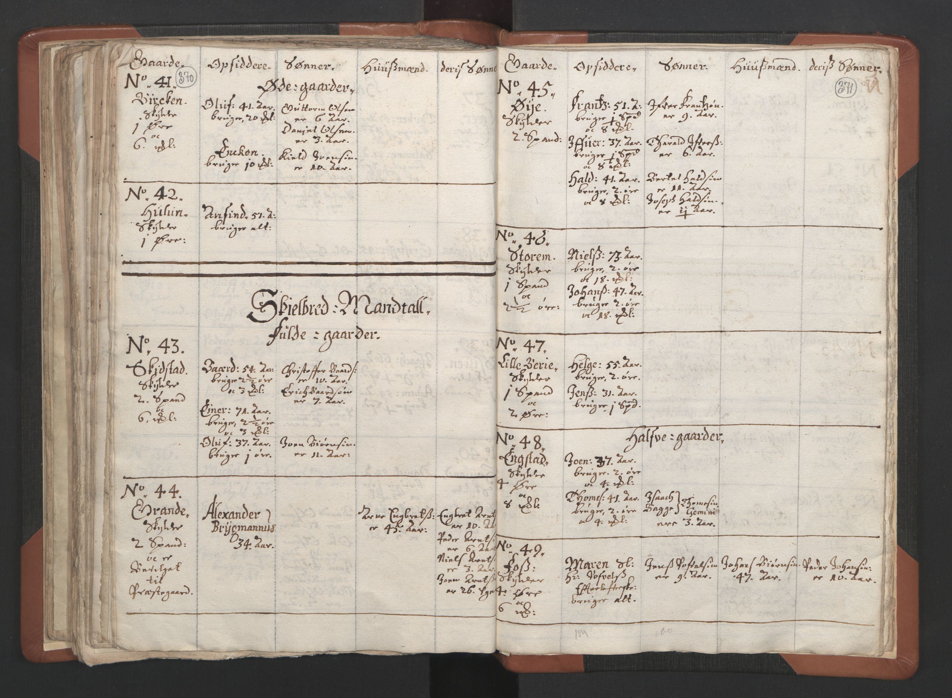 RA, Vicar's Census 1664-1666, no. 34: Namdal deanery, 1664-1666, p. 370-371