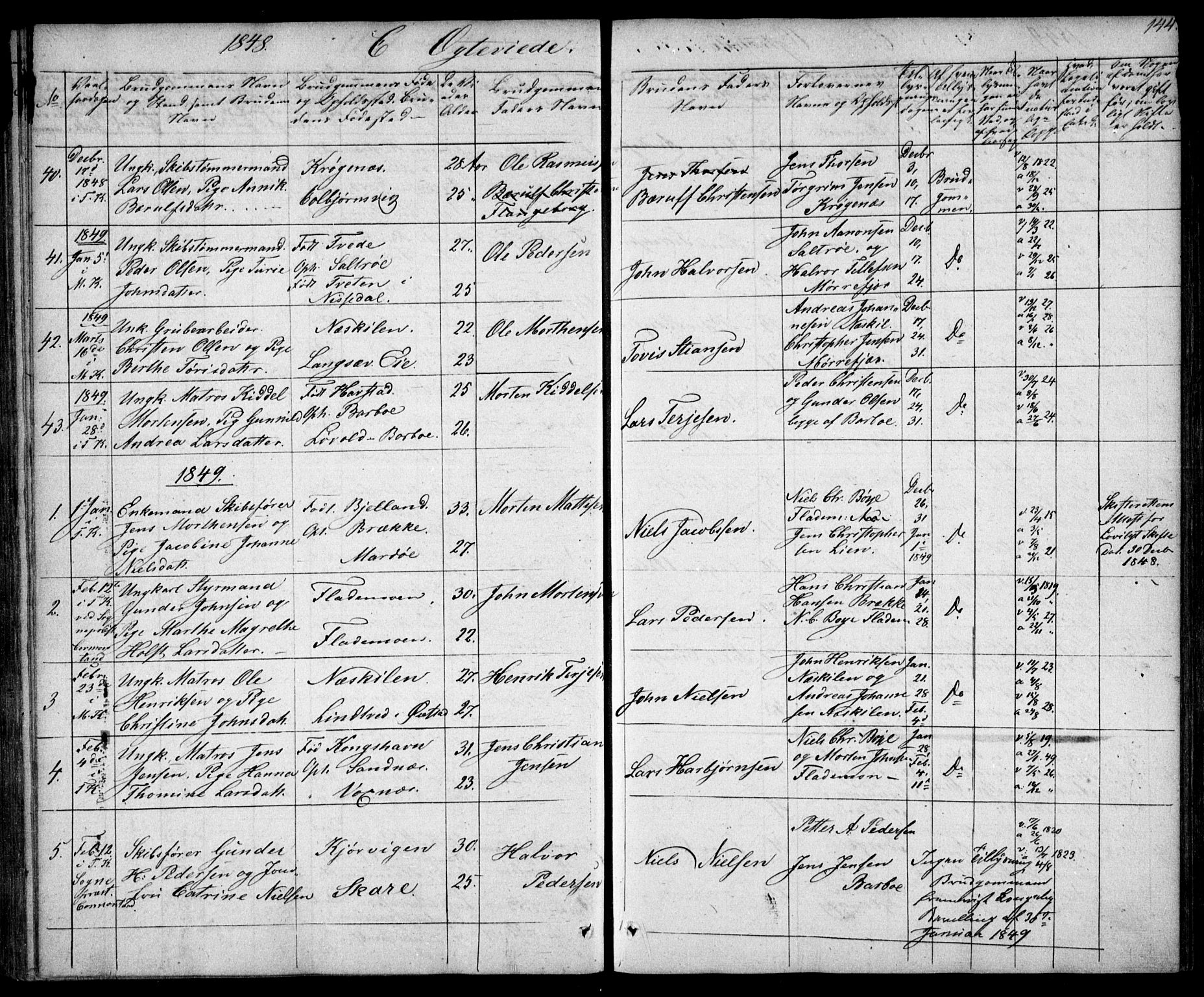 Tromøy sokneprestkontor, AV/SAK-1111-0041/F/Fb/L0001: Parish register (copy) no. B 1, 1843-1850, p. 144