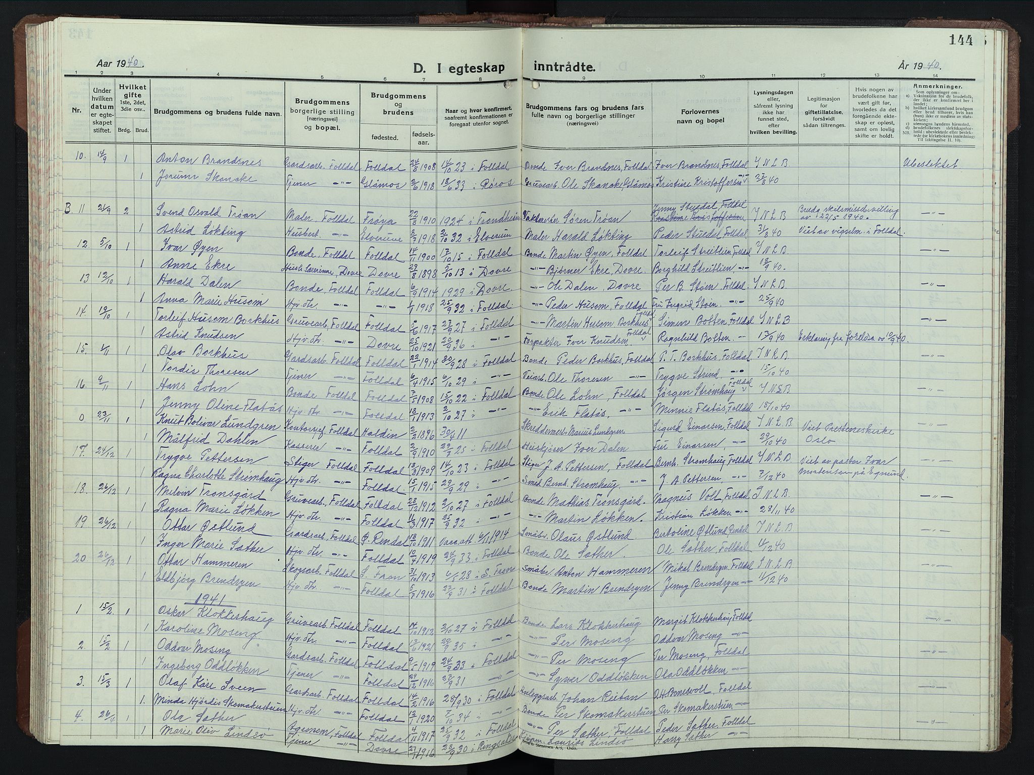 Alvdal prestekontor, SAH/PREST-060/H/Ha/Hab/L0008: Parish register (copy) no. 8, 1925-1953, p. 144