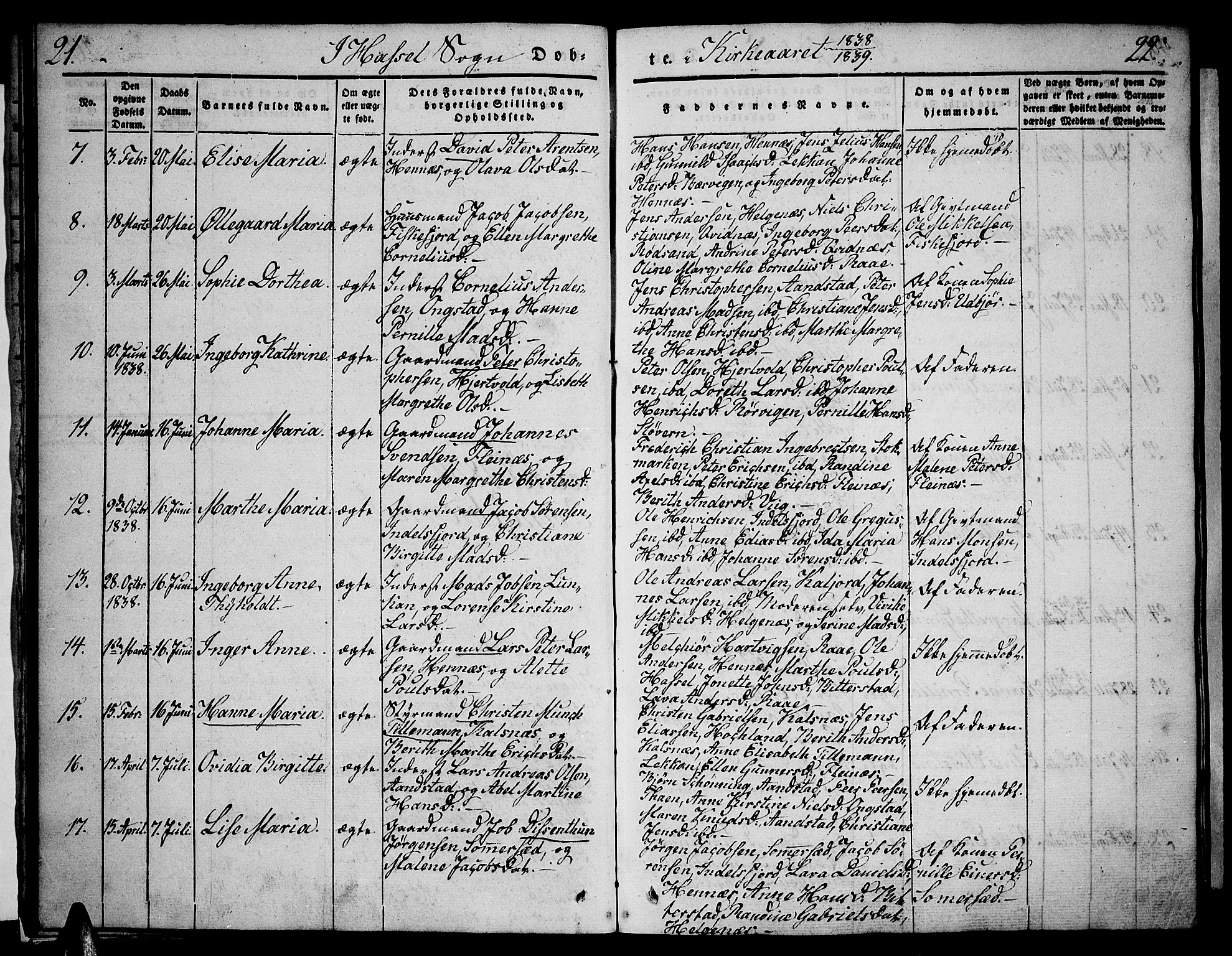 Ministerialprotokoller, klokkerbøker og fødselsregistre - Nordland, AV/SAT-A-1459/888/L1239: Parish register (official) no. 888A06 /1, 1837-1849, p. 21-22