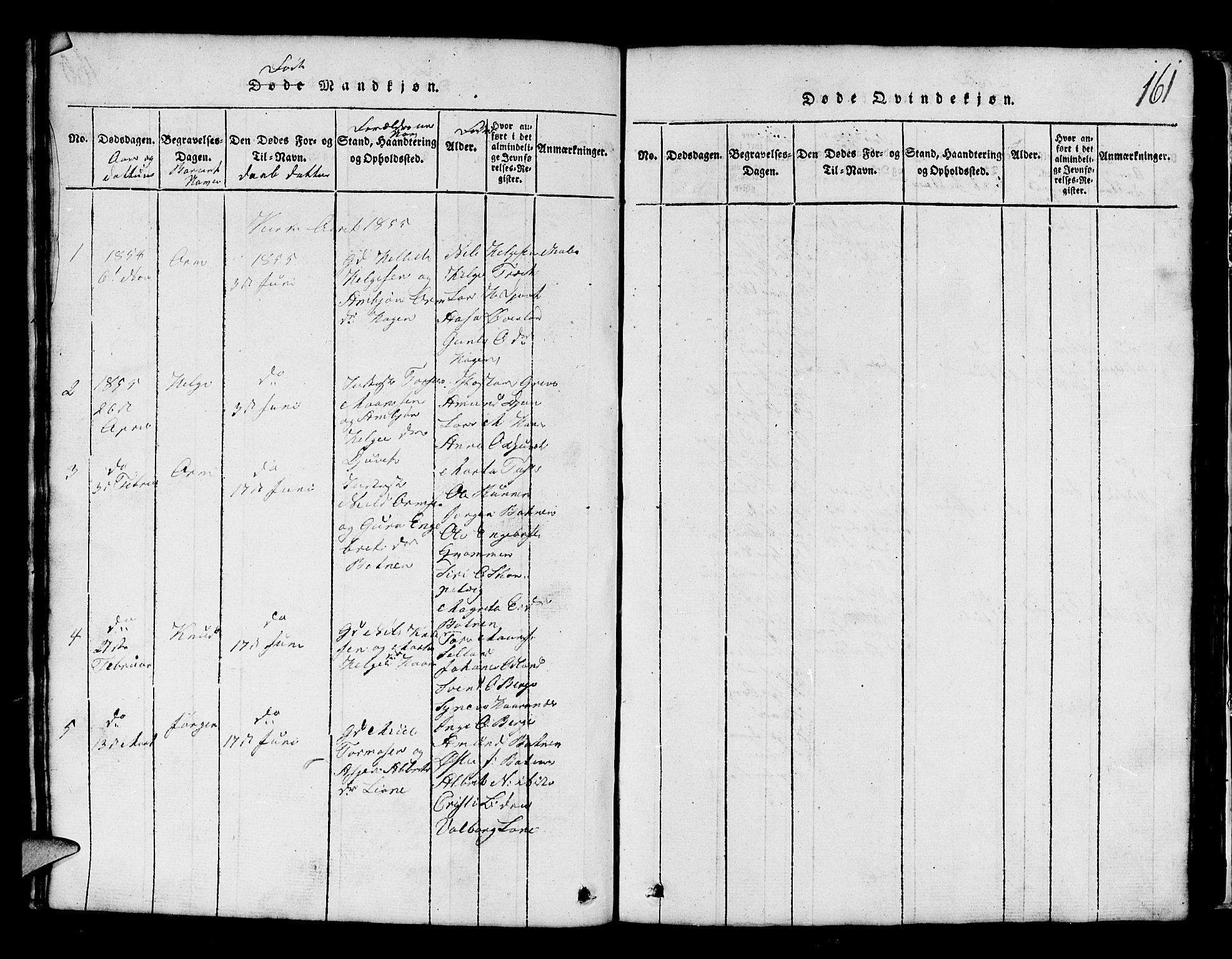 Røldal sokneprestembete, AV/SAB-A-100247: Parish register (copy) no. A 1, 1817-1860, p. 161