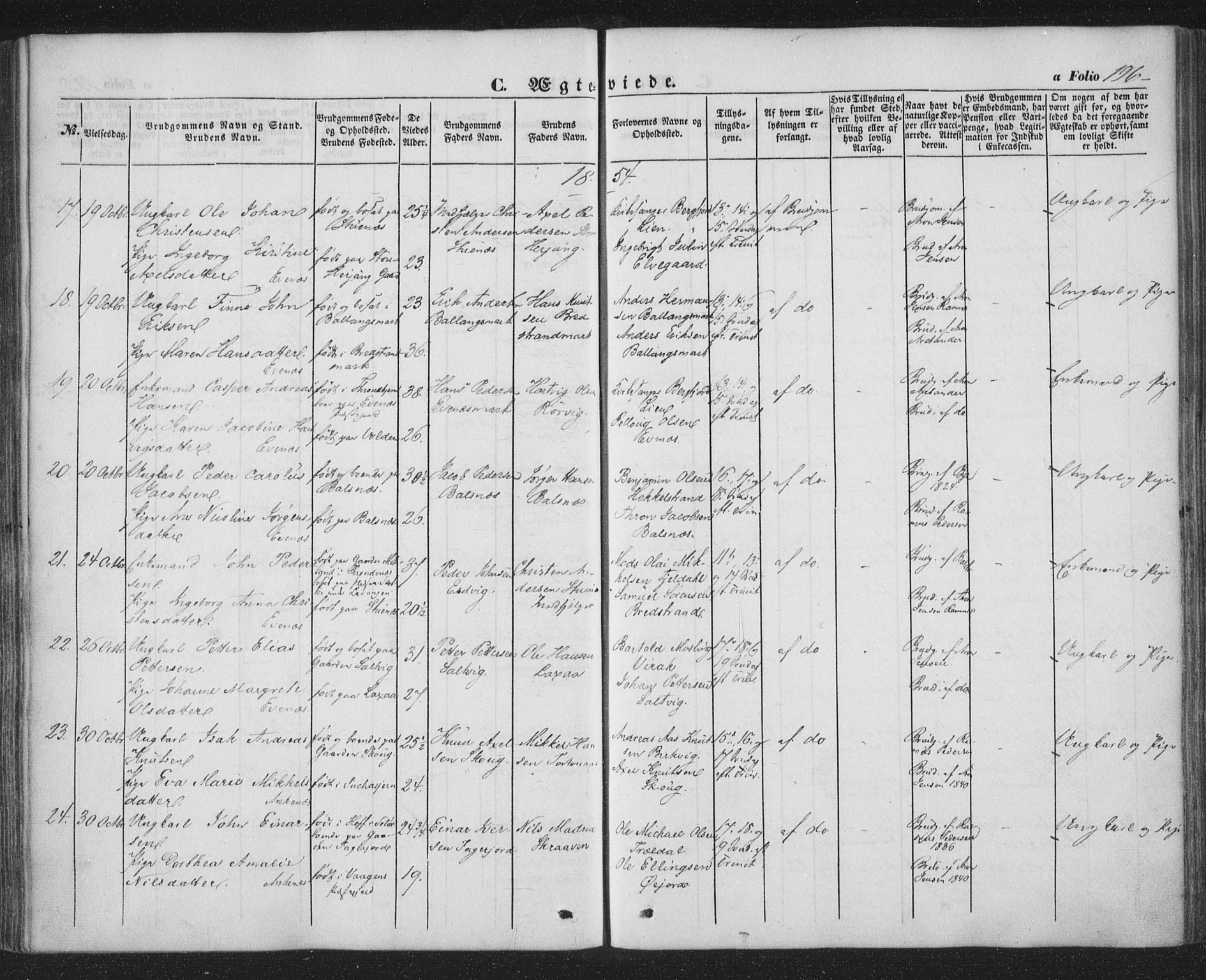 Ministerialprotokoller, klokkerbøker og fødselsregistre - Nordland, AV/SAT-A-1459/863/L0895: Parish register (official) no. 863A07, 1851-1860, p. 196