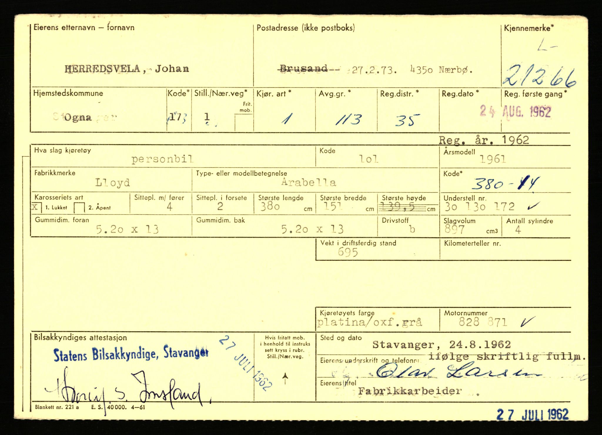 Stavanger trafikkstasjon, AV/SAST-A-101942/0/F/L0037: L-20500 - L-21499, 1930-1971, p. 1949