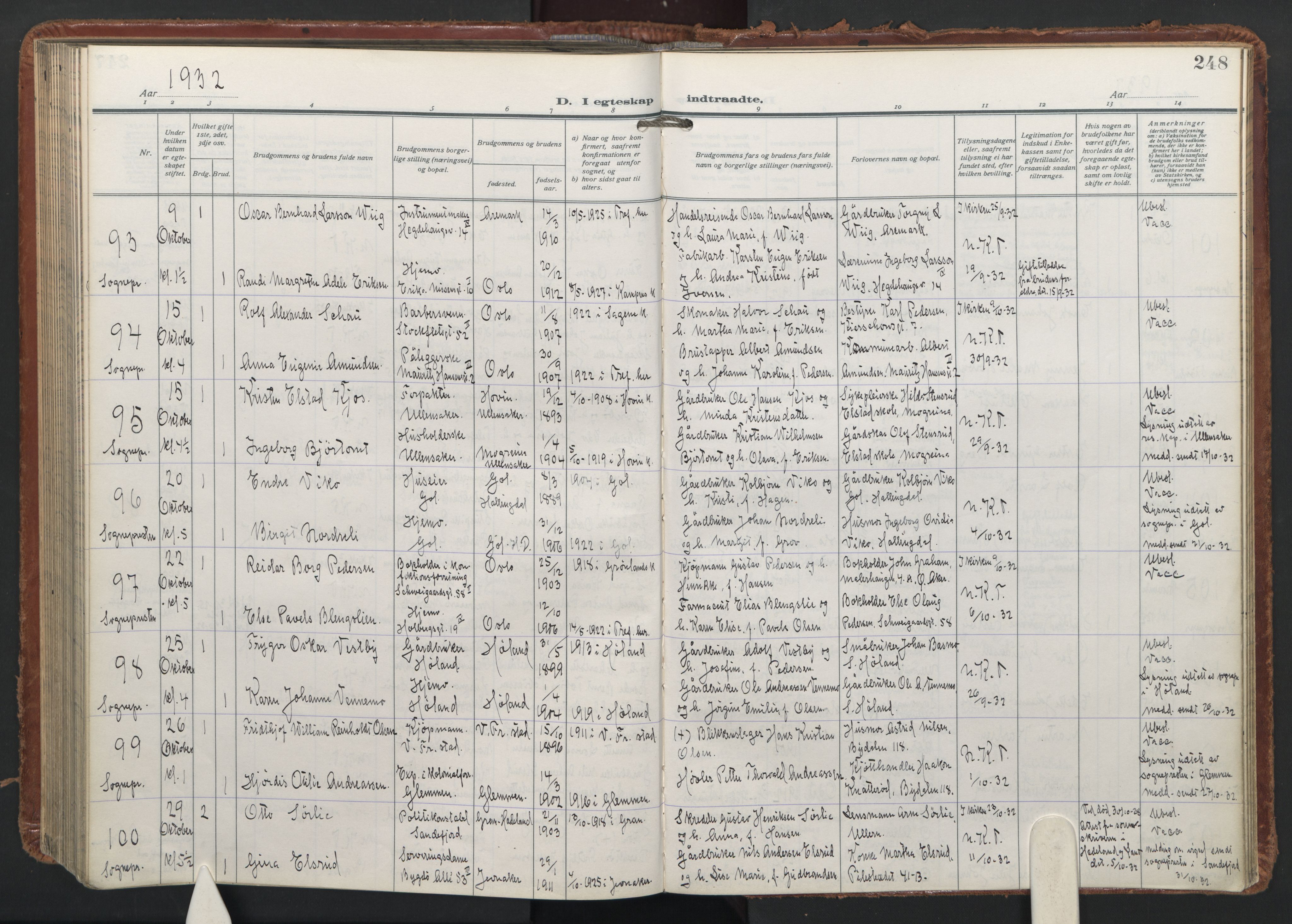 Trefoldighet prestekontor Kirkebøker, AV/SAO-A-10882/F/Fc/L0009: Parish register (official) no. III 9, 1922-1936, p. 248