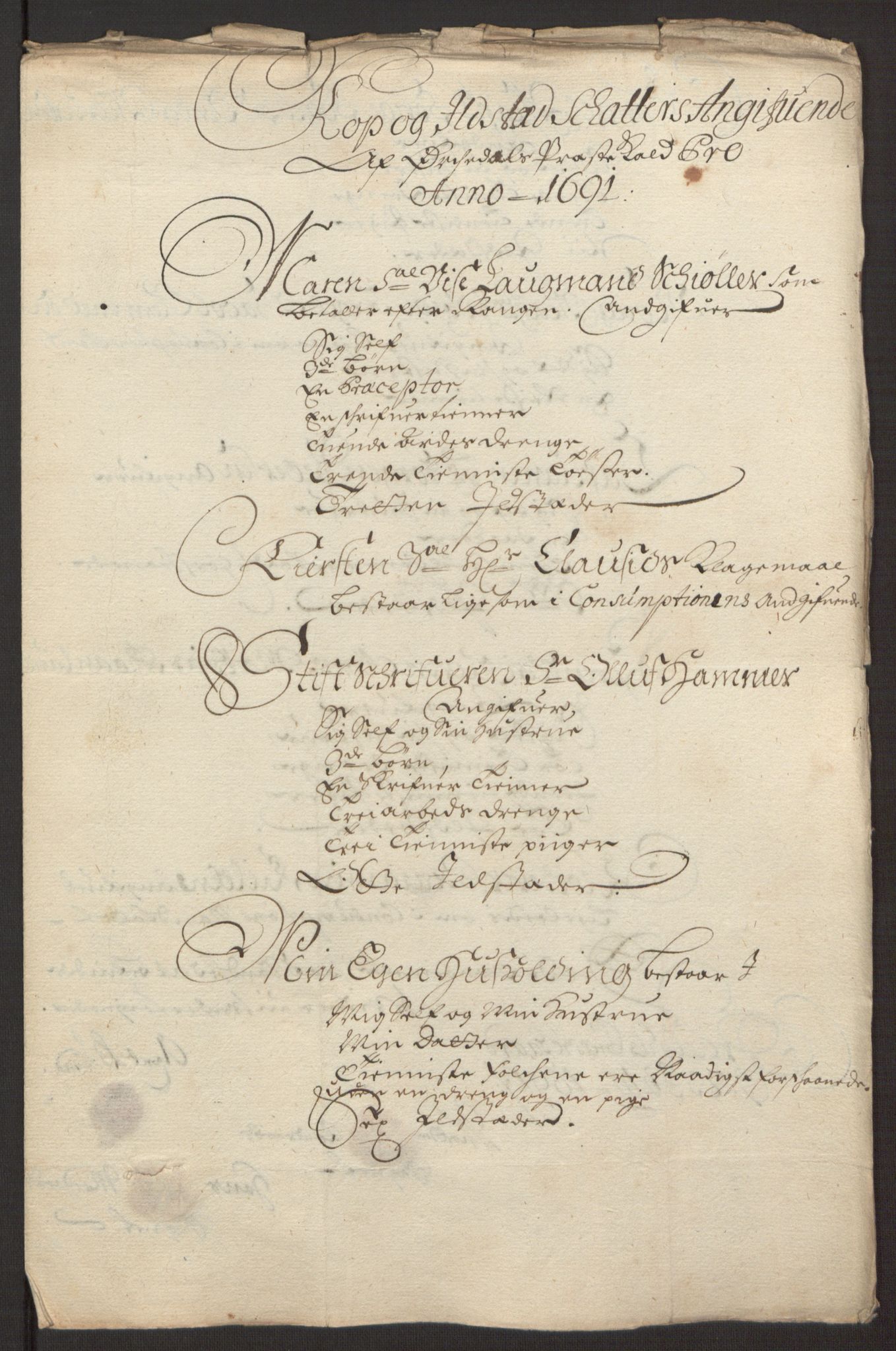 Rentekammeret inntil 1814, Reviderte regnskaper, Fogderegnskap, AV/RA-EA-4092/R58/L3937: Fogderegnskap Orkdal, 1691-1692, p. 94