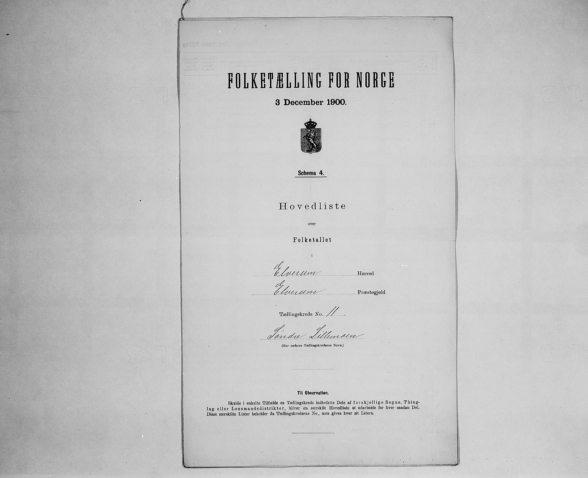 SAH, 1900 census for Elverum, 1900, p. 58